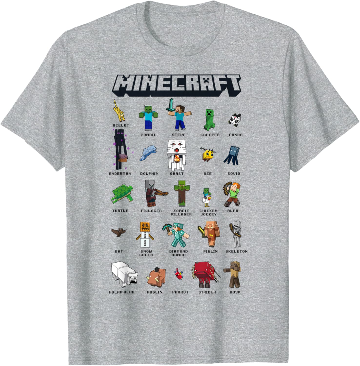 Minecraft Group Shot Poster Collage Style T-Shirt for Fans and Gamers - 8