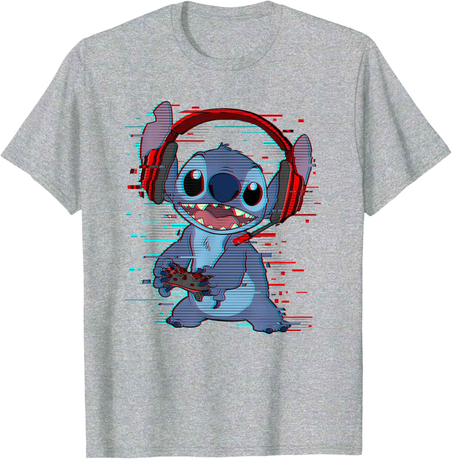 Disney Lilo and Stitch Gamer Glitch Headset and Controller T-Shirt - 2
