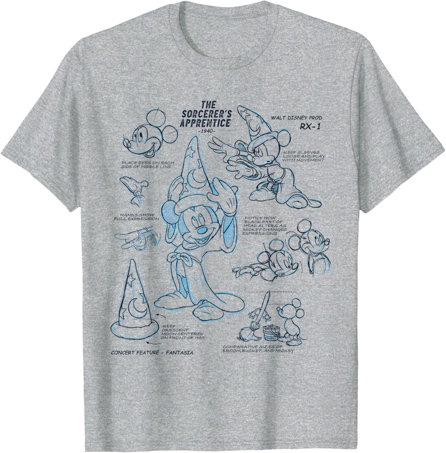 Disney Sorcerer Mickey Mouse 1940 Ink and Paint T-Shirt for Fans - 1