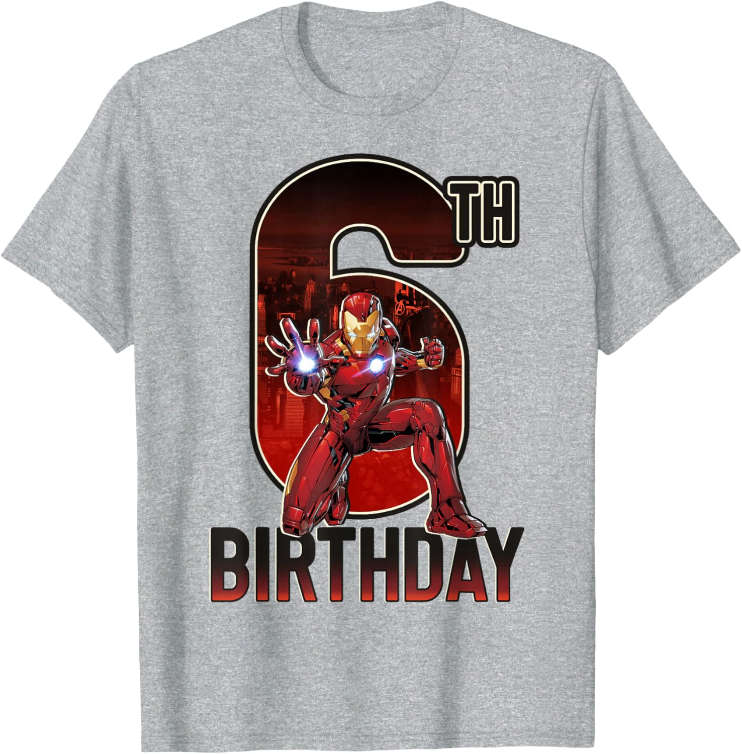 Marvel Iron Man 6th Birthday Graphic T-Shirt for Kids Action Pose - 6