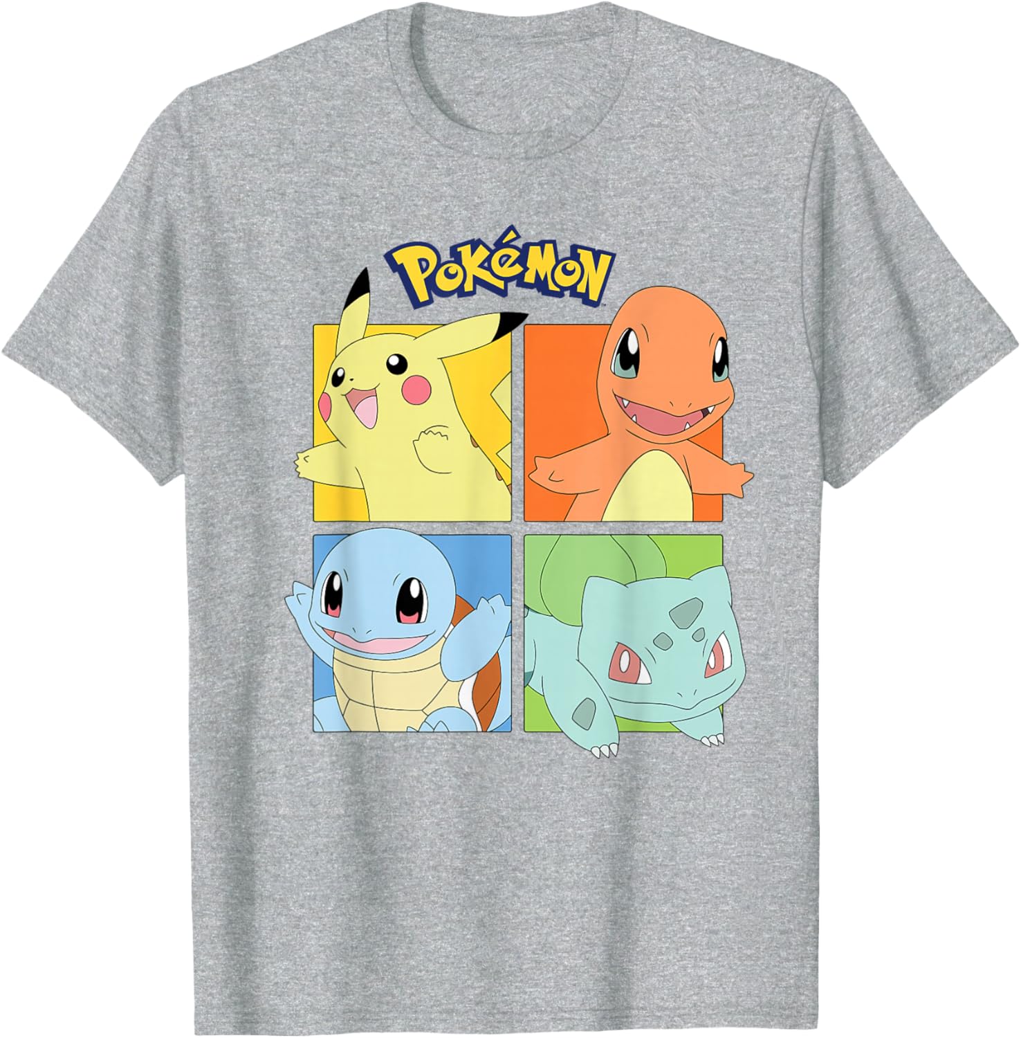 Kanto Region Pokémon T-Shirt Featuring Pikachu Charmander Squirtle Bulbasaur - 1