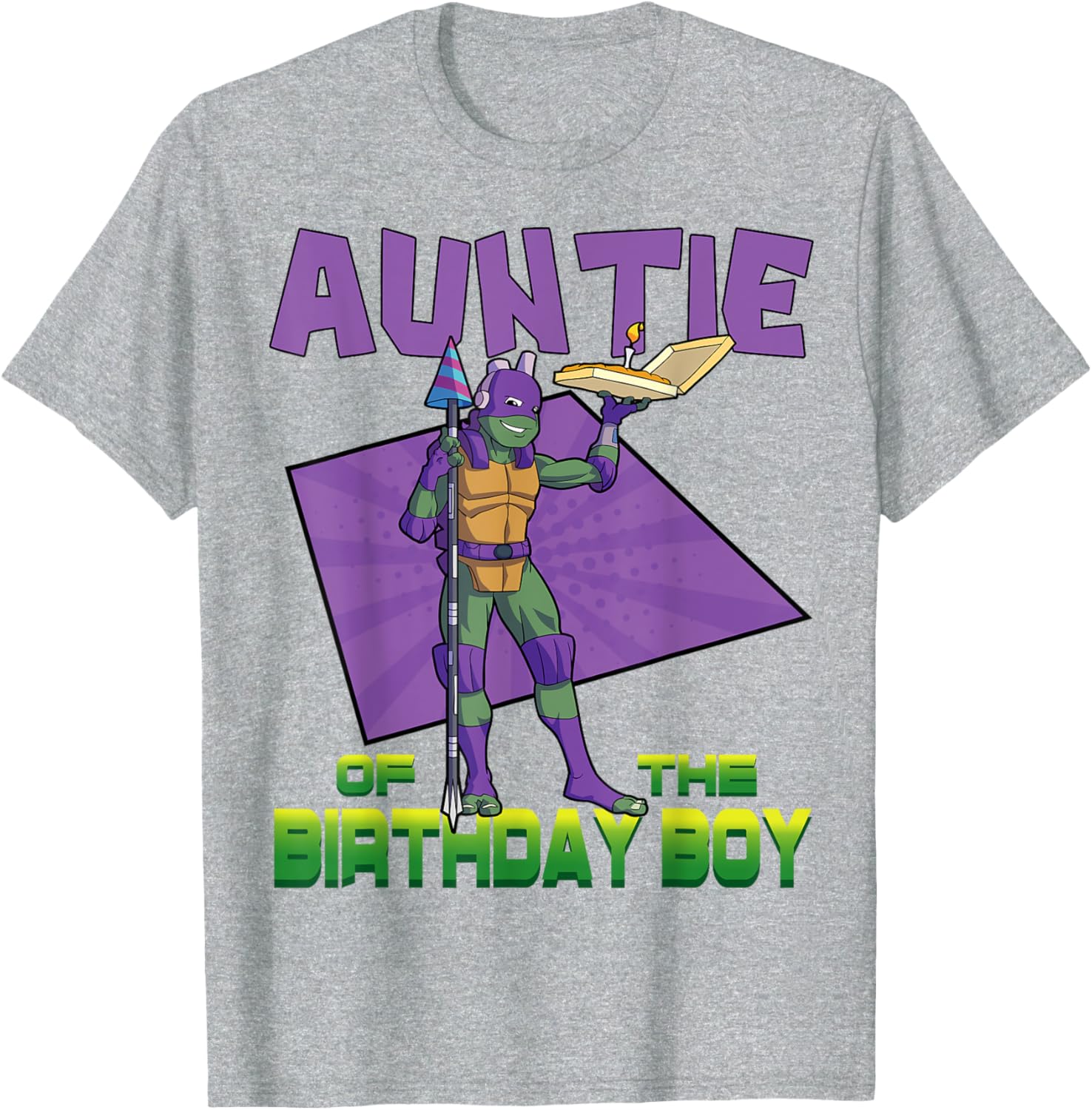 Mademark TMNT Donnie Auntie Birthday Pizza Party T-Shirt for Kids - 23