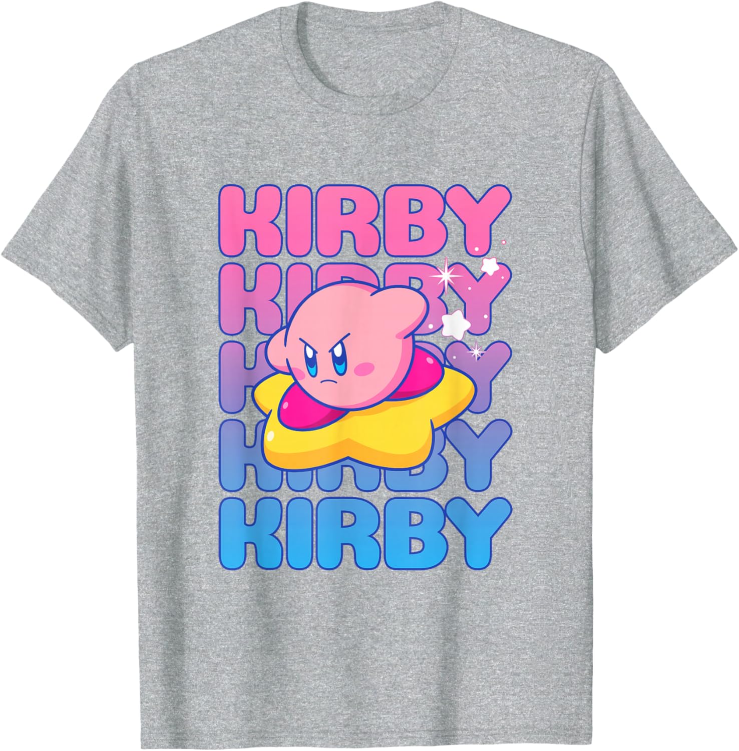 Kirby Nintendo Big Bubble Text Stack T-Shirt for Gamers and Fans - 24