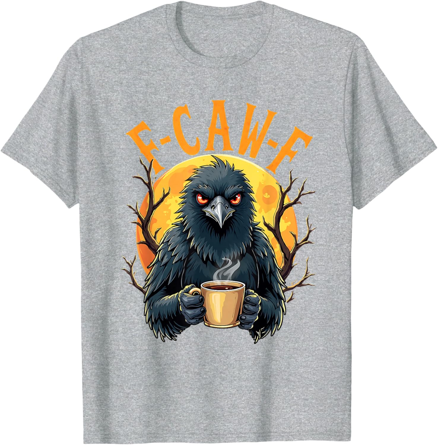 Funny Coffee Crow Gothic Raven F Caw Halloween T-Shirt for Spooky Fun - 19