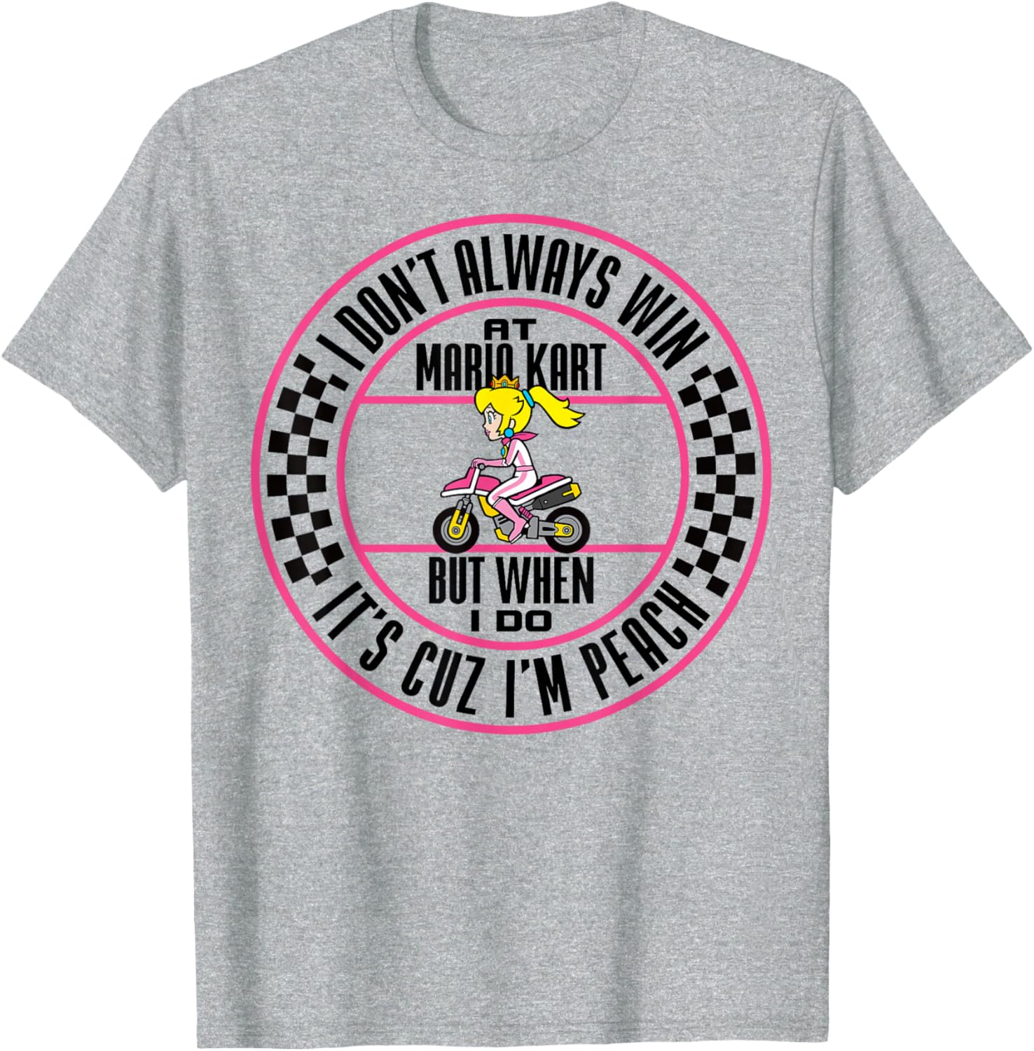 Cute Peach Wins Mario Kart Graphic T-Shirt for Gamers and Fans - 5