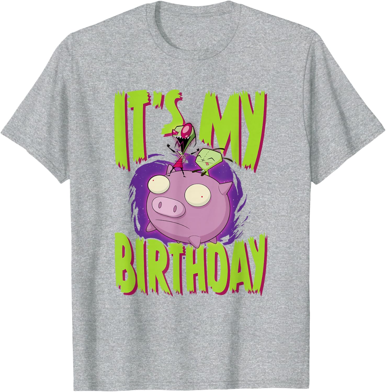 Invader Zim Birthday T-Shirt with Zim Gir Riding Pig Fun Design - 8