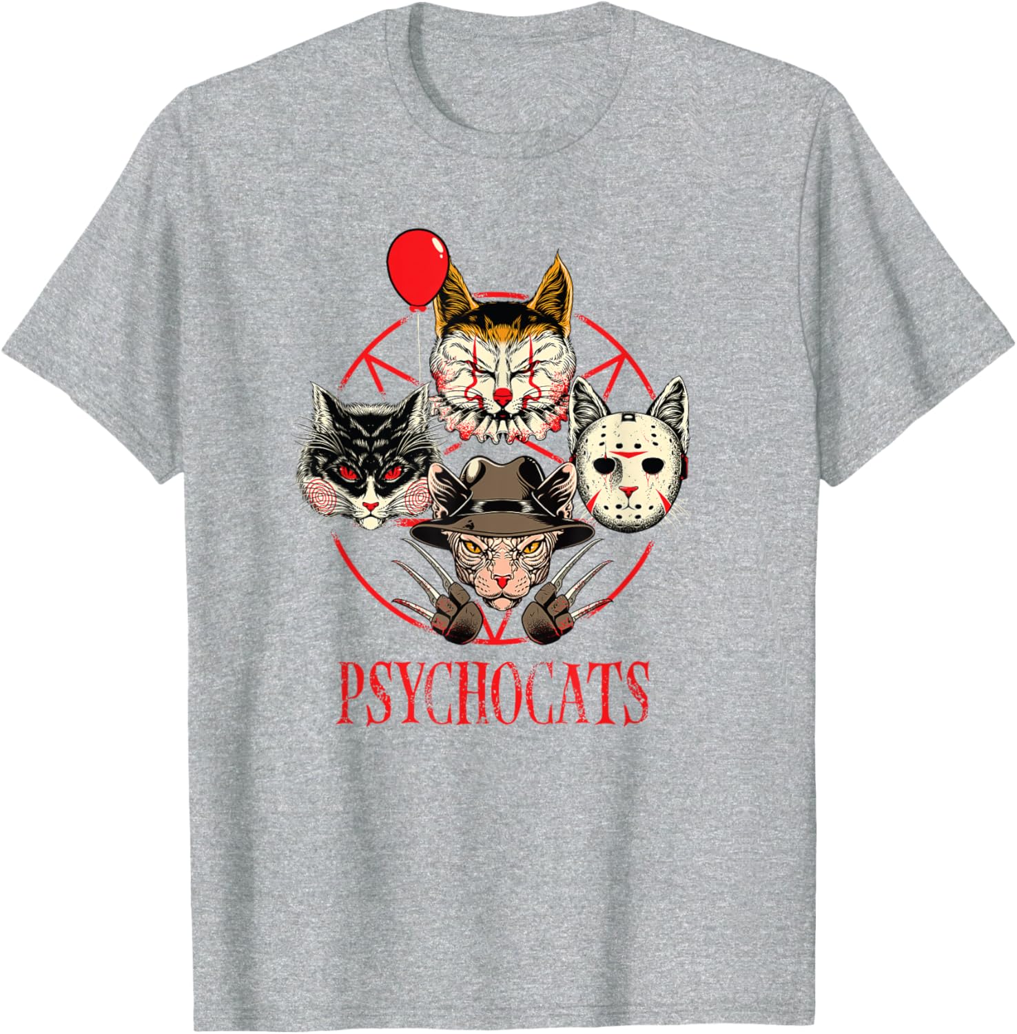 Gothic Slasher Cat Lover T-Shirt for Halloween Horror Movie Fans - 3