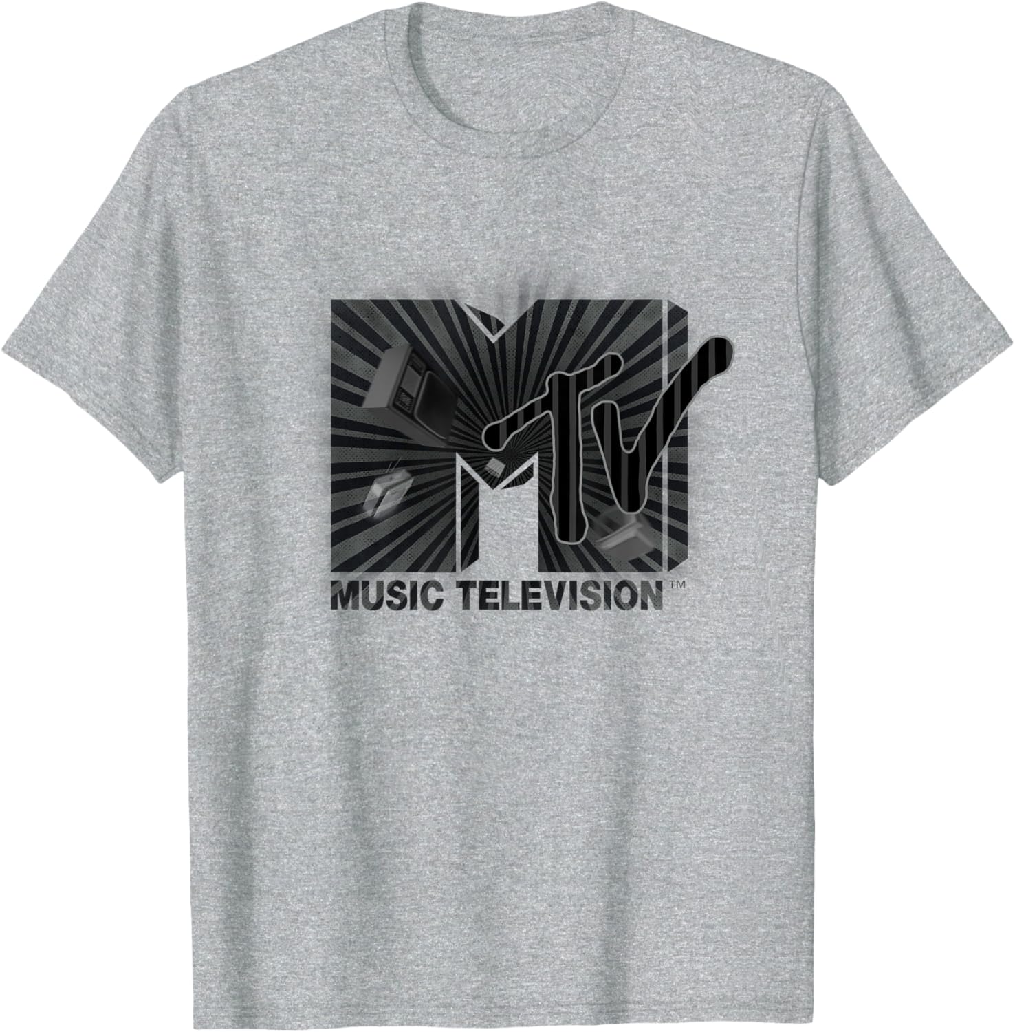 Mademark x MTV Vintage Logo T-Shirt with Old TV and Ham Radio Design - 1
