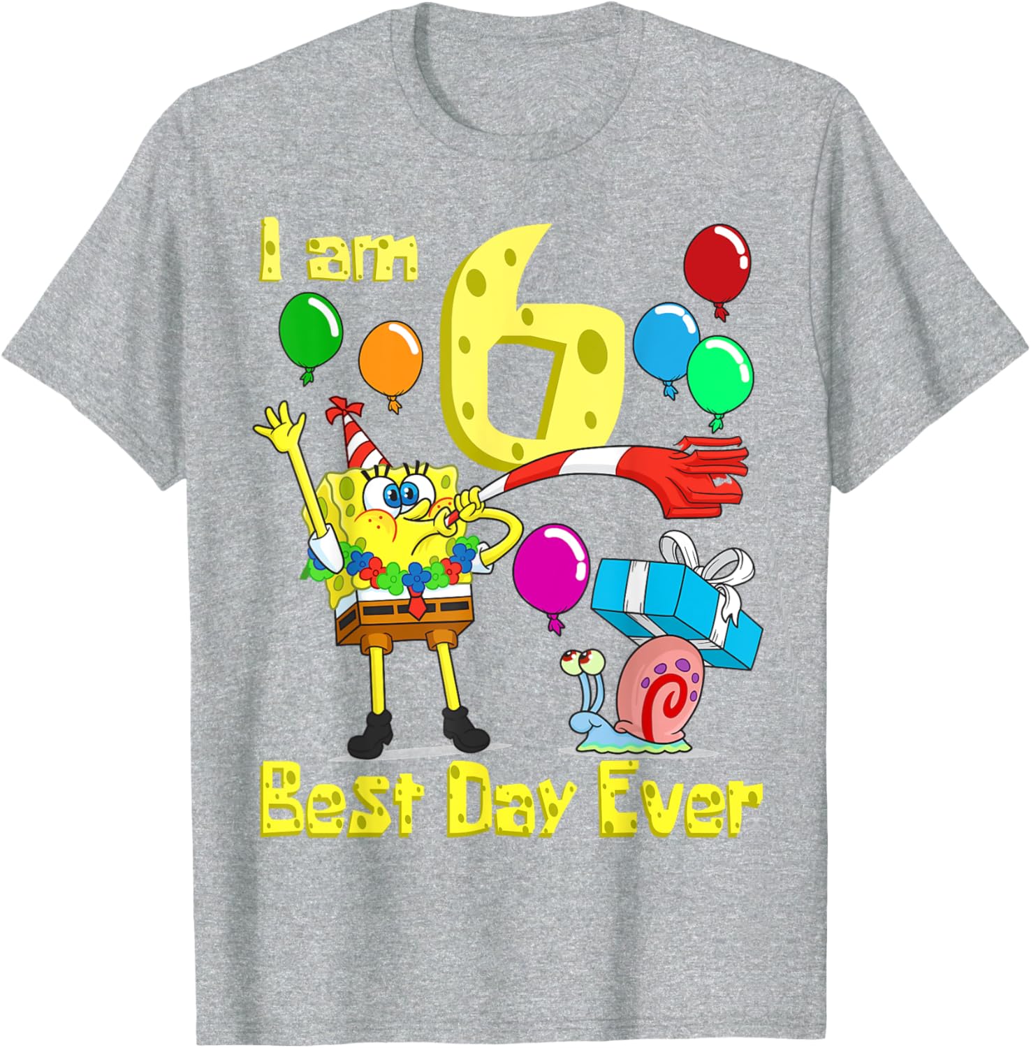 SpongeBob SquarePants Birthday T-Shirt for 6 Year Olds Fun Party Wear - 4