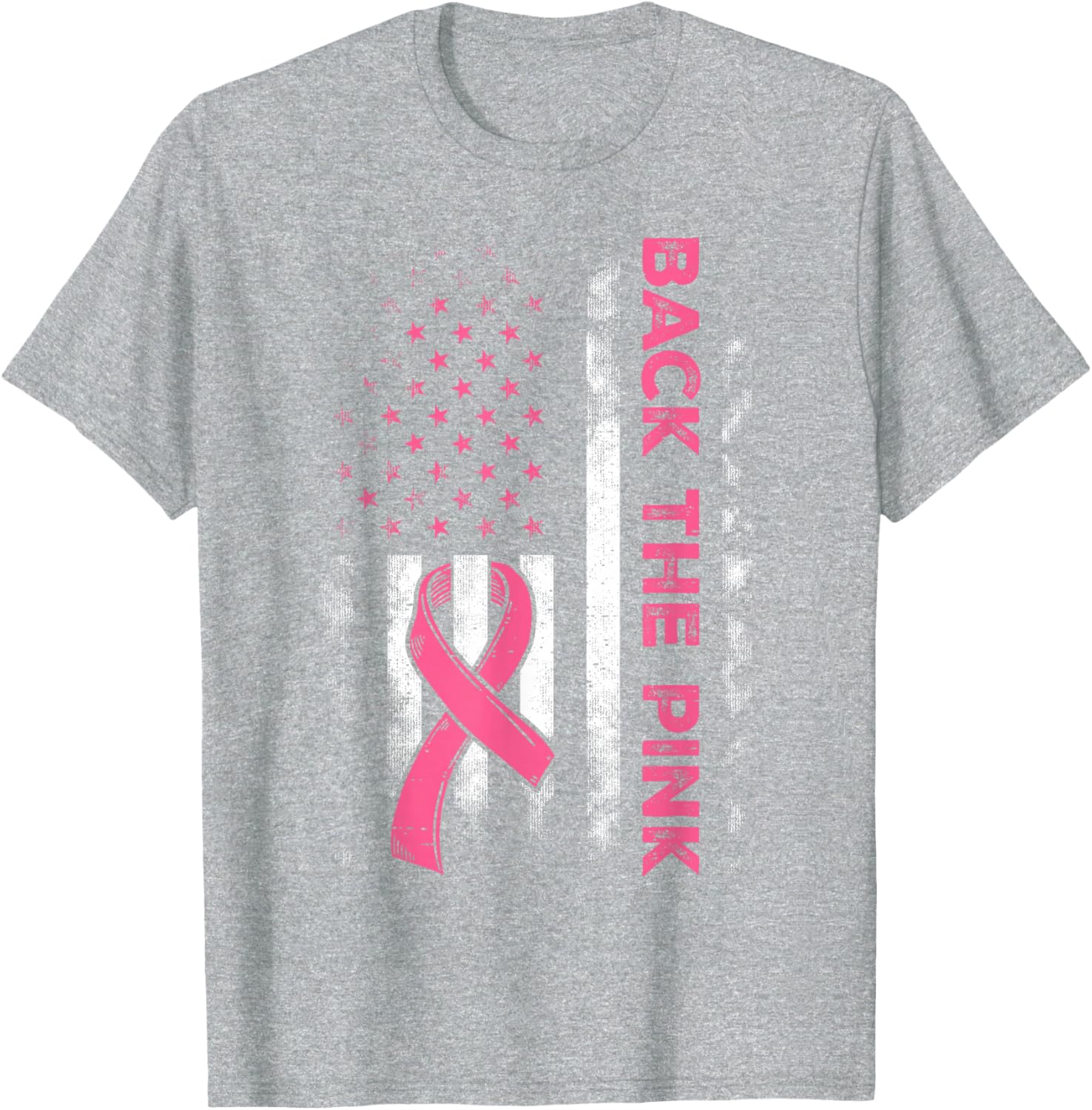 Back The Pink US Flag Breast Cancer Awareness T-Shirt for All Ages - 20