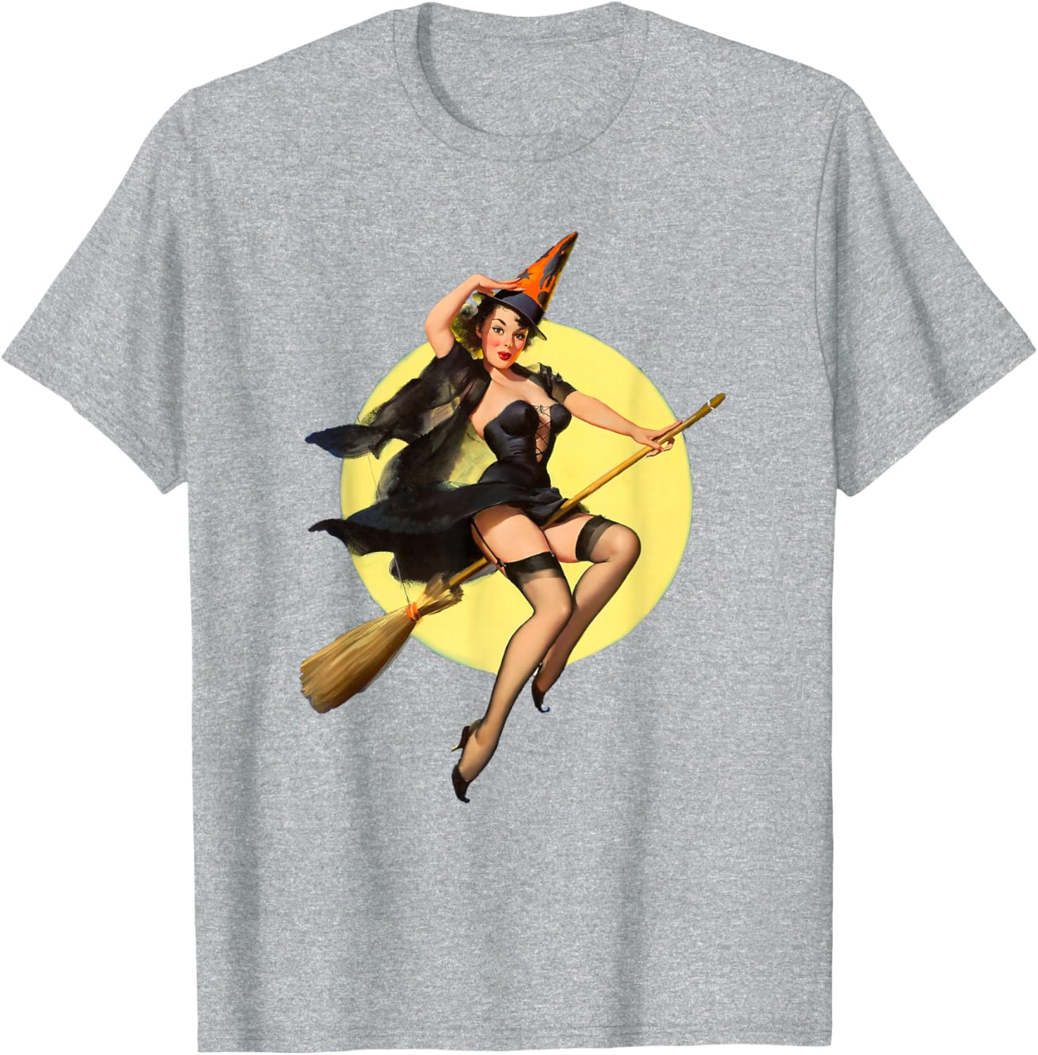 Vintage Pin Up Witch Halloween T-Shirt for Fun Spooky Style - 13