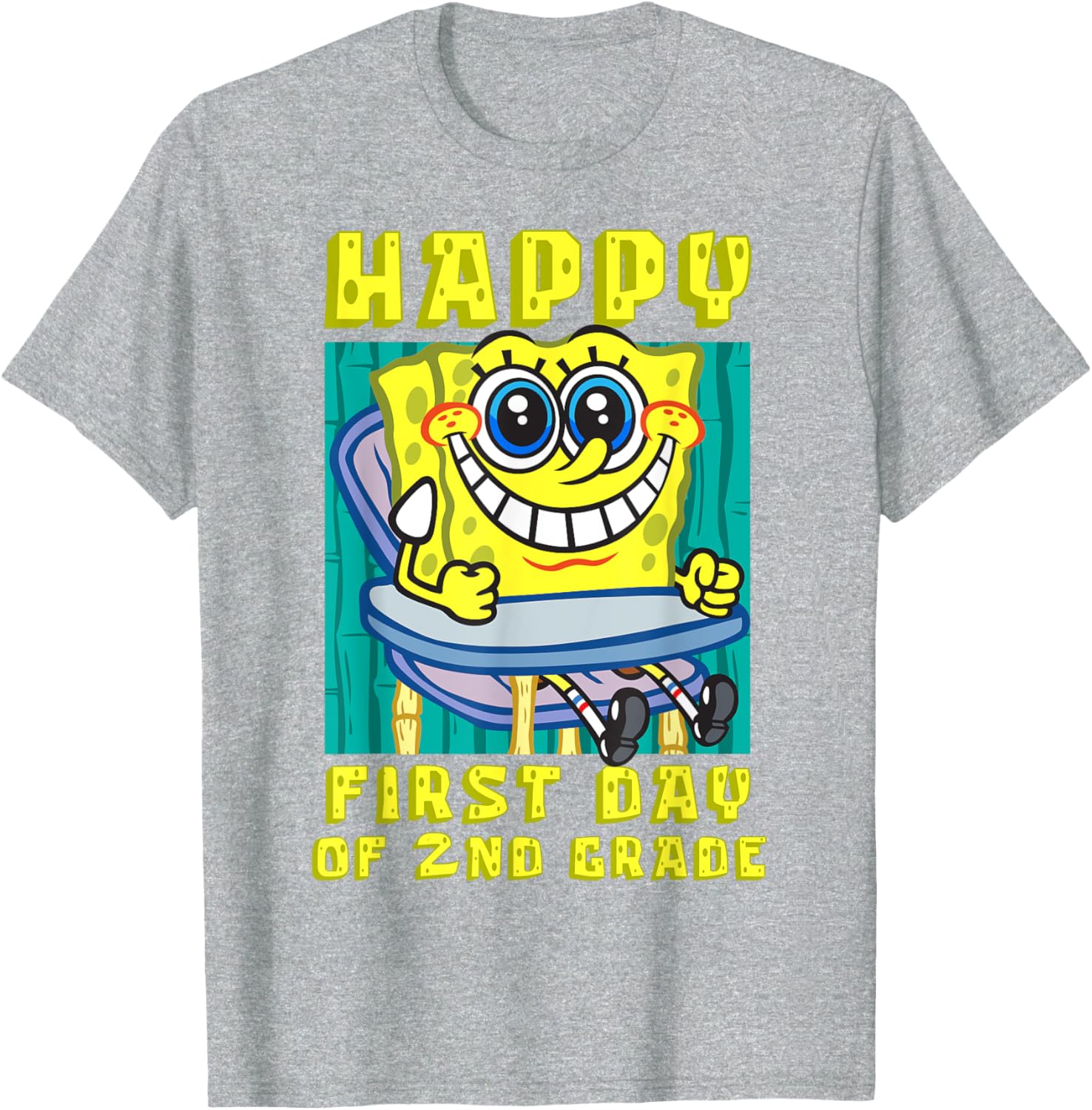 SpongeBob Happy 2nd Grade T-Shirt for Kids - Fun Back to School Clothing - 16