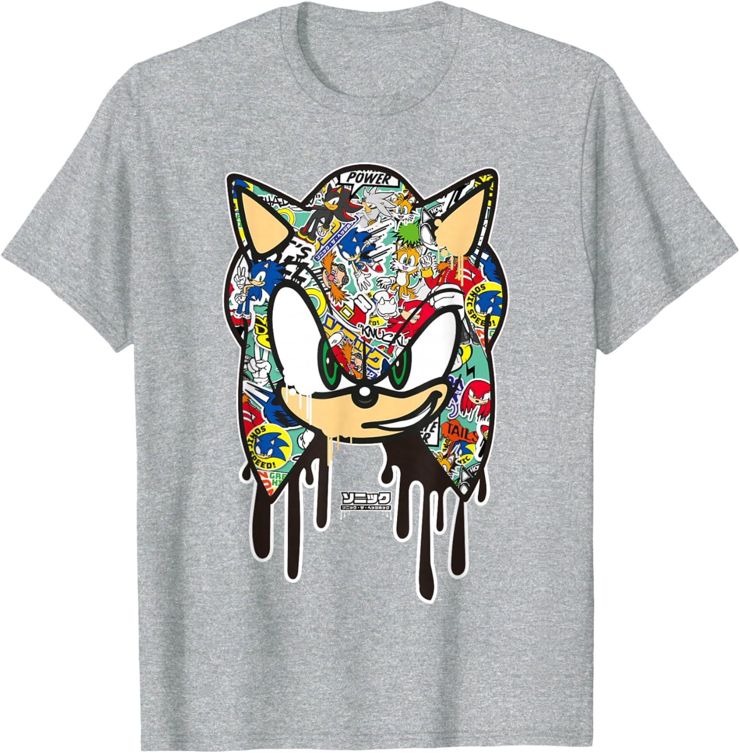 Sonic the Hedgehog Sticker T-Shirt for Fans of Cool Cartoon Style - 5