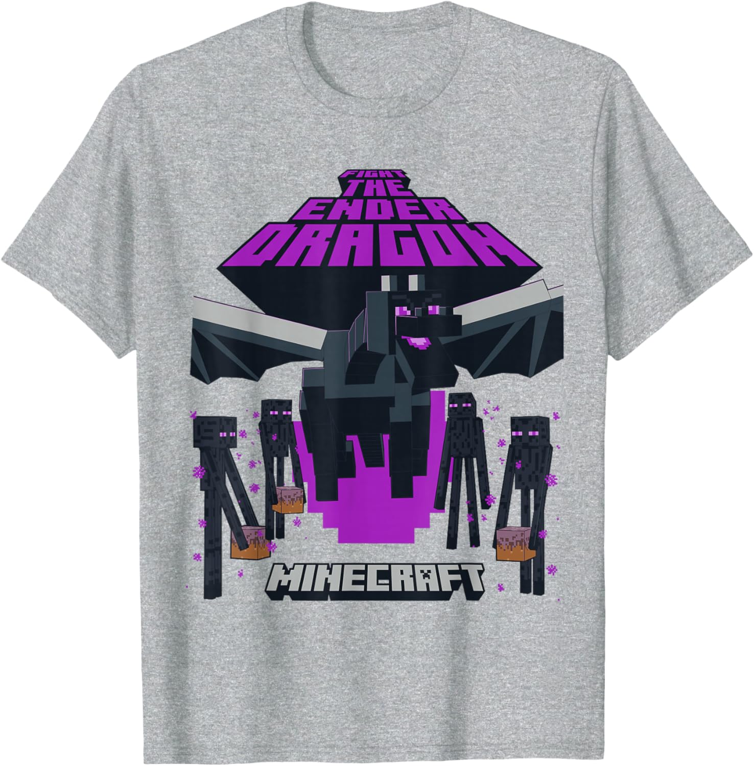 Minecraft Ender Dragon Fight T-Shirt with Endermen Design for Gamers - 1