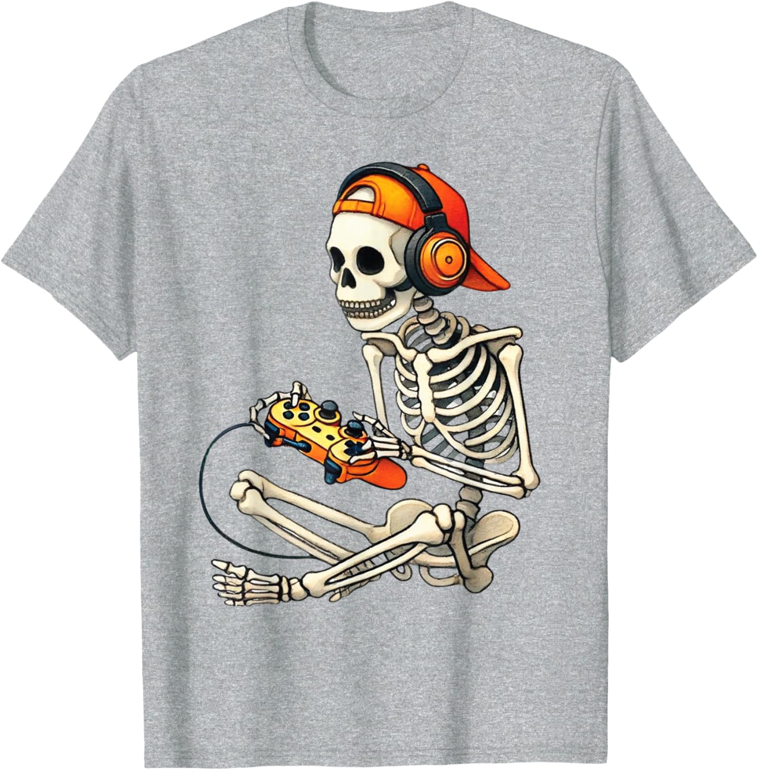 Cool Halloween Skeleton Gamer Tee for Boys and Men - Fun Graphic T-Shirt - 22
