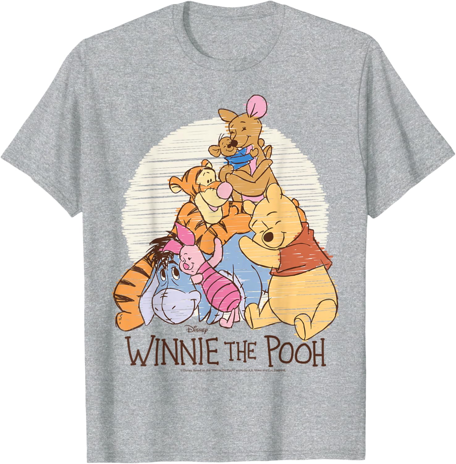 Winnie The Pooh Characters Hug T-Shirt for Kids and Adults Fun Wear - 7