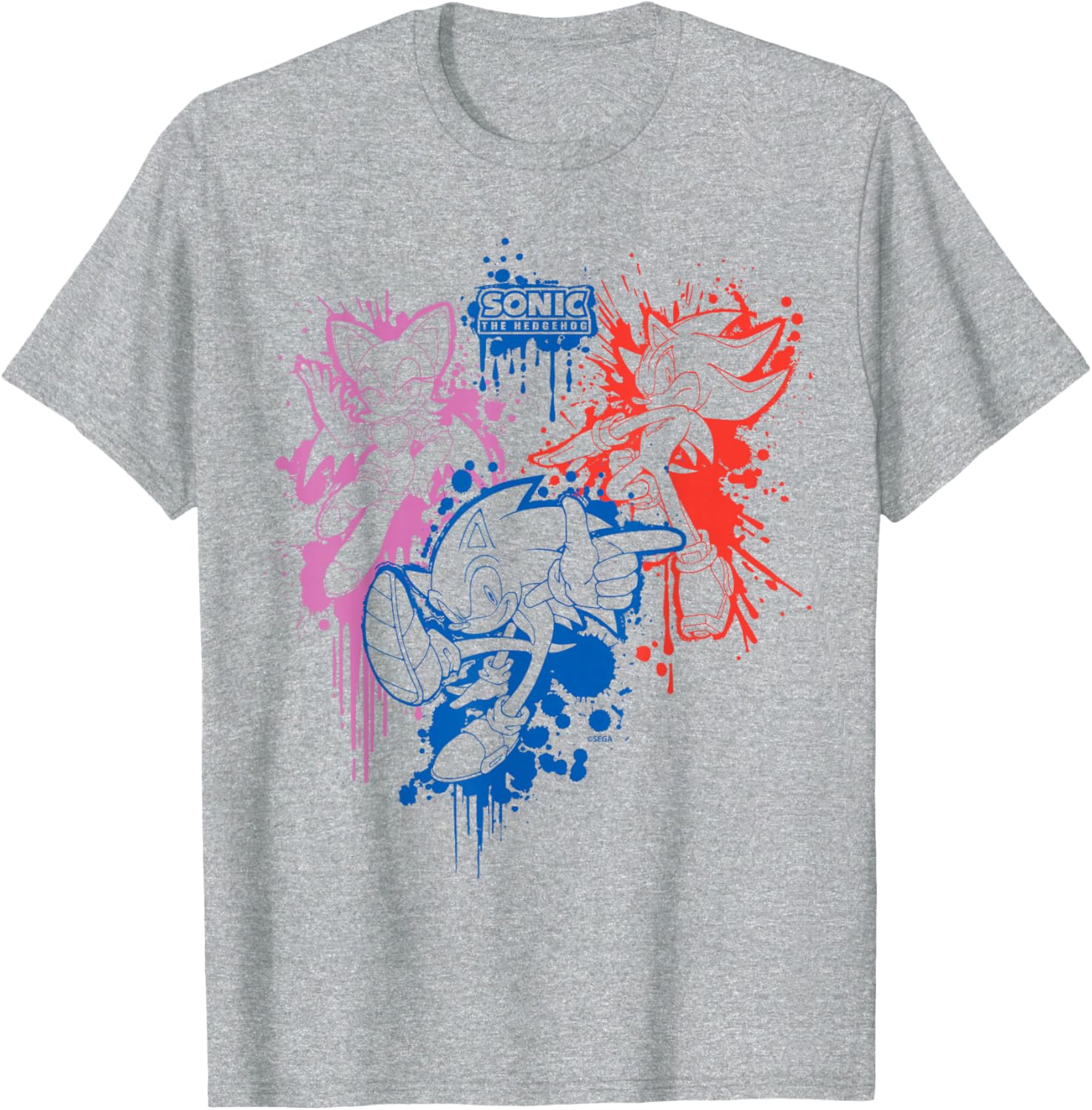 Sonic the Hedgehog Spray Paint T-Shirt Featuring Rouge Sonic and Shadow - 10