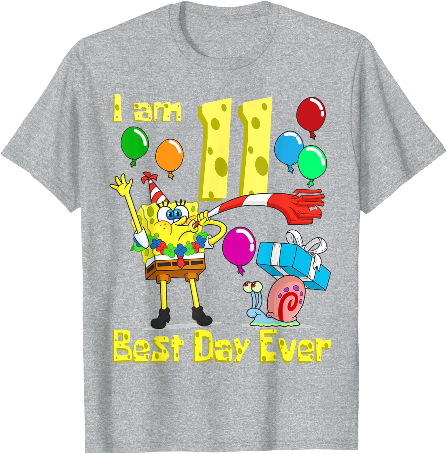 SpongeBob Birthday T-Shirt for 11 Year Olds Fun Party Apparel - 2