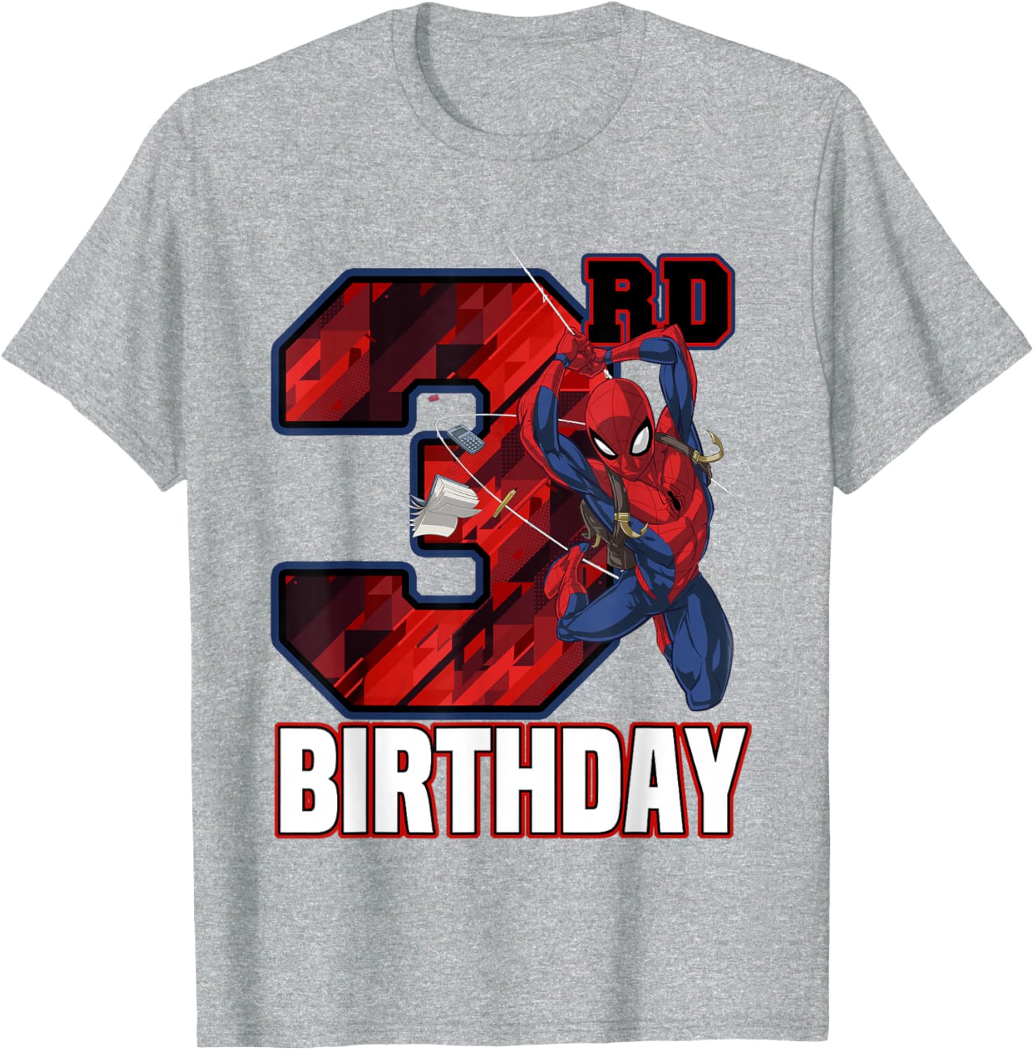 Spider-Man Web Swing 3rd Birthday T-Shirt for Kids Fun Party Wear - 11