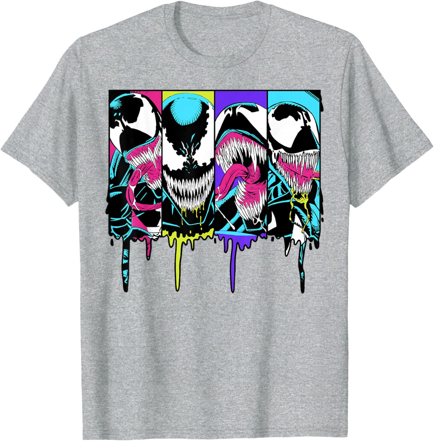 Colorful Marvel Venom Dripping Comic Panel T-Shirt for Fans and Collectors - 9