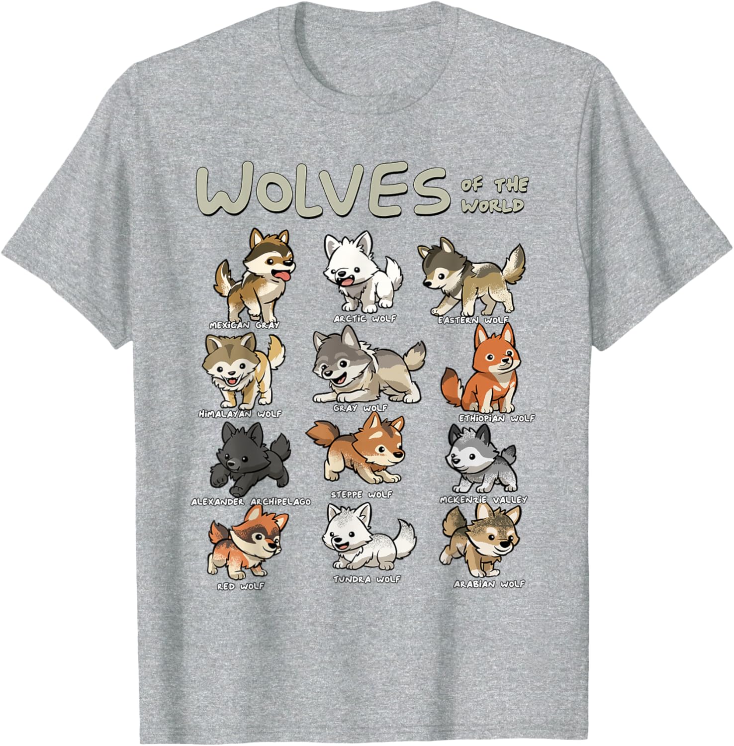 Charming Chibi Wolf T-Shirt for Animal Lovers - Cute Wolves Design - 12
