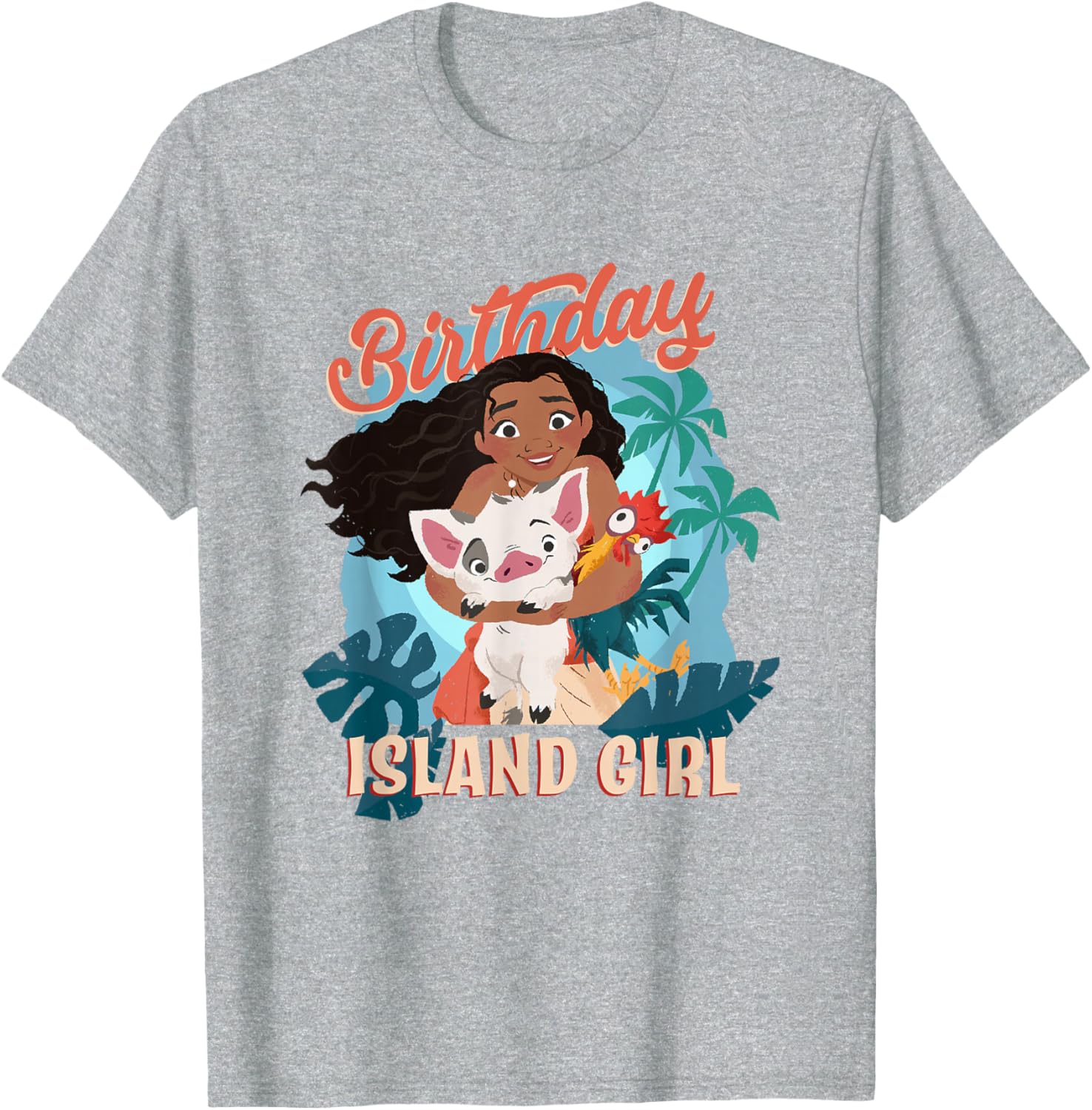 Disney Moana Island Girl T-Shirt with Pua and Hei Hei Big Logo - 10