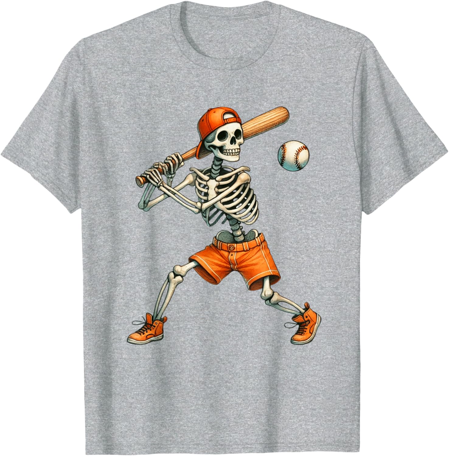 Funny Skeleton Baseball T-Shirt for Halloween Fun - Boys and Men Sizes - 9