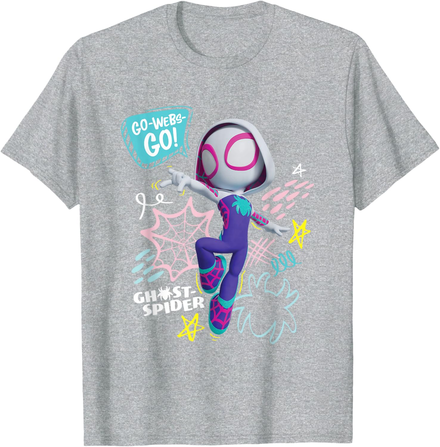 Marvel Spidey Ghost-Spider Go Webs T-Shirt for Kids and Fans - 3