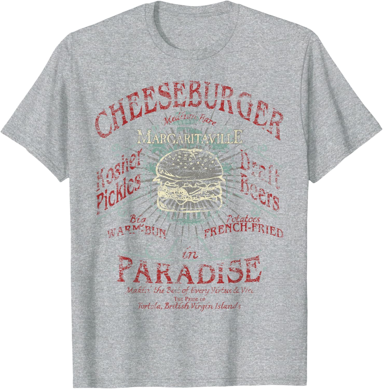 Margaritaville Cheeseburger in Paradise T-Shirt for Adults, Grey, Small - 5