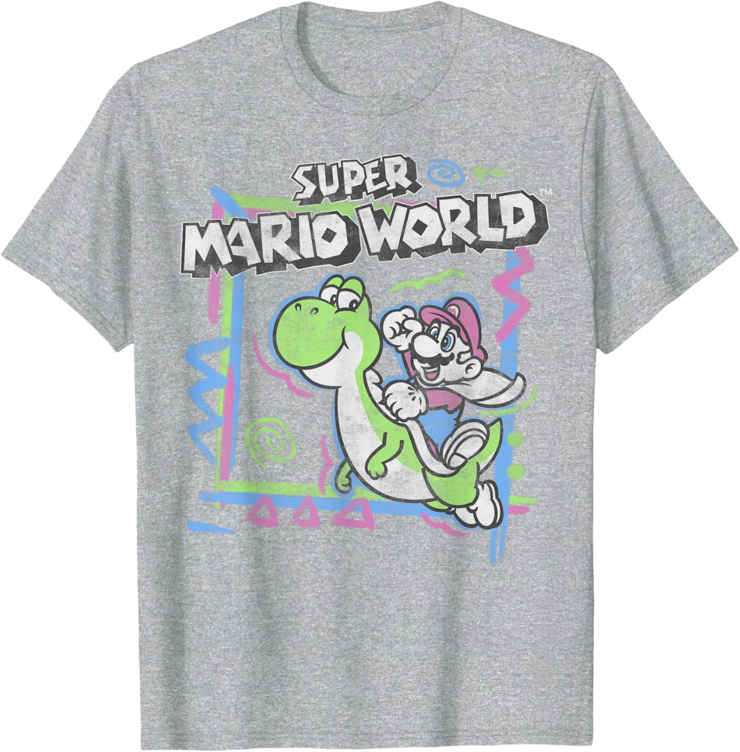 Retro Super Mario World Neon Yoshi Ride T-Shirt for Gamers and Fans - 9