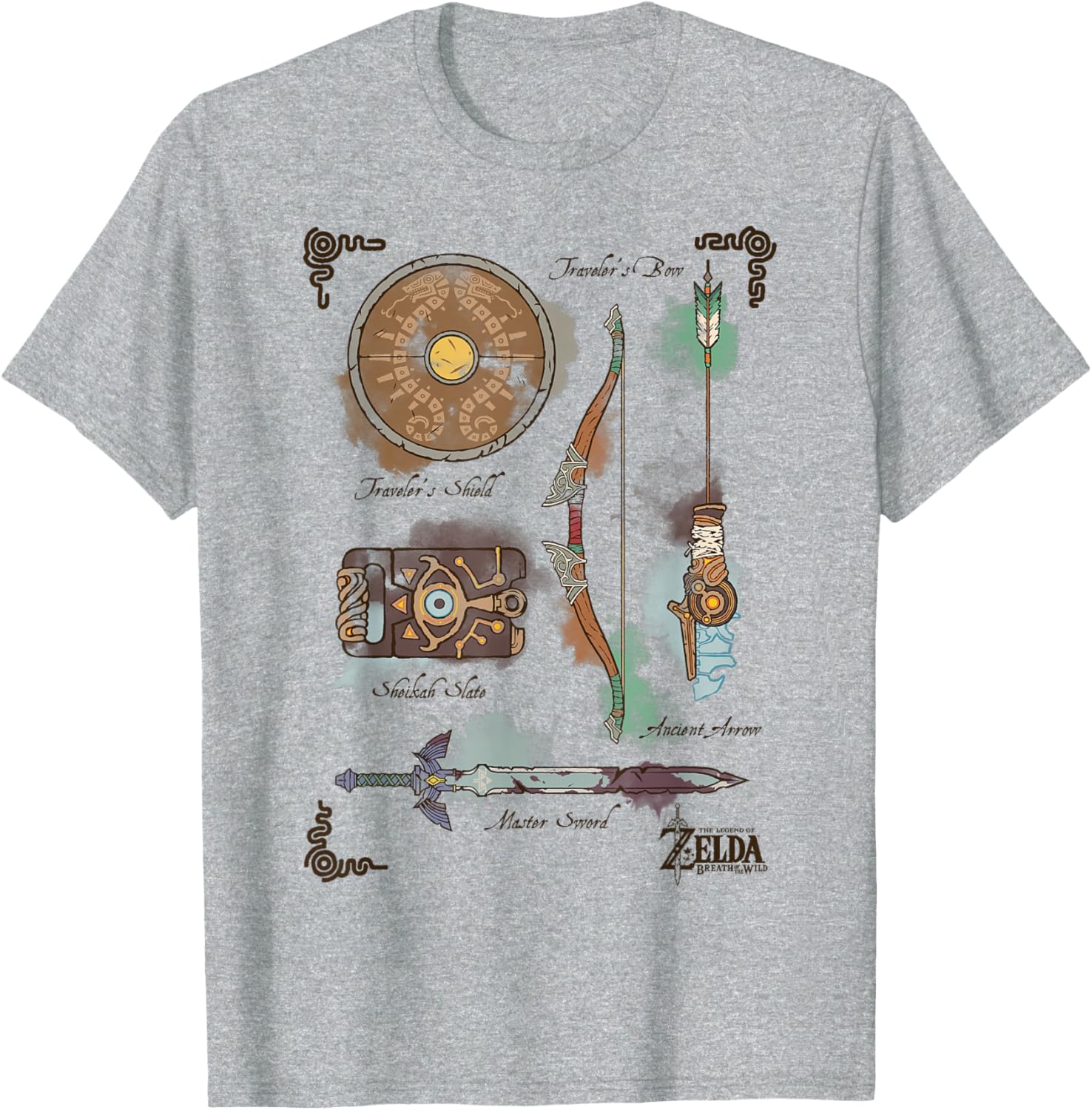 Zelda Breath of the Wild Link Inventory Graphic T-Shirt for Fans - 2