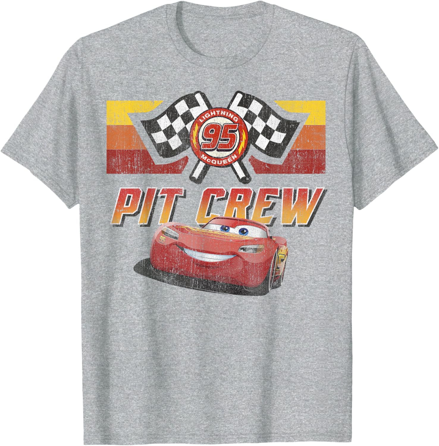 Disney Pixar Cars McQueen Red Distressed T-Shirt for Kids and Adults - 4