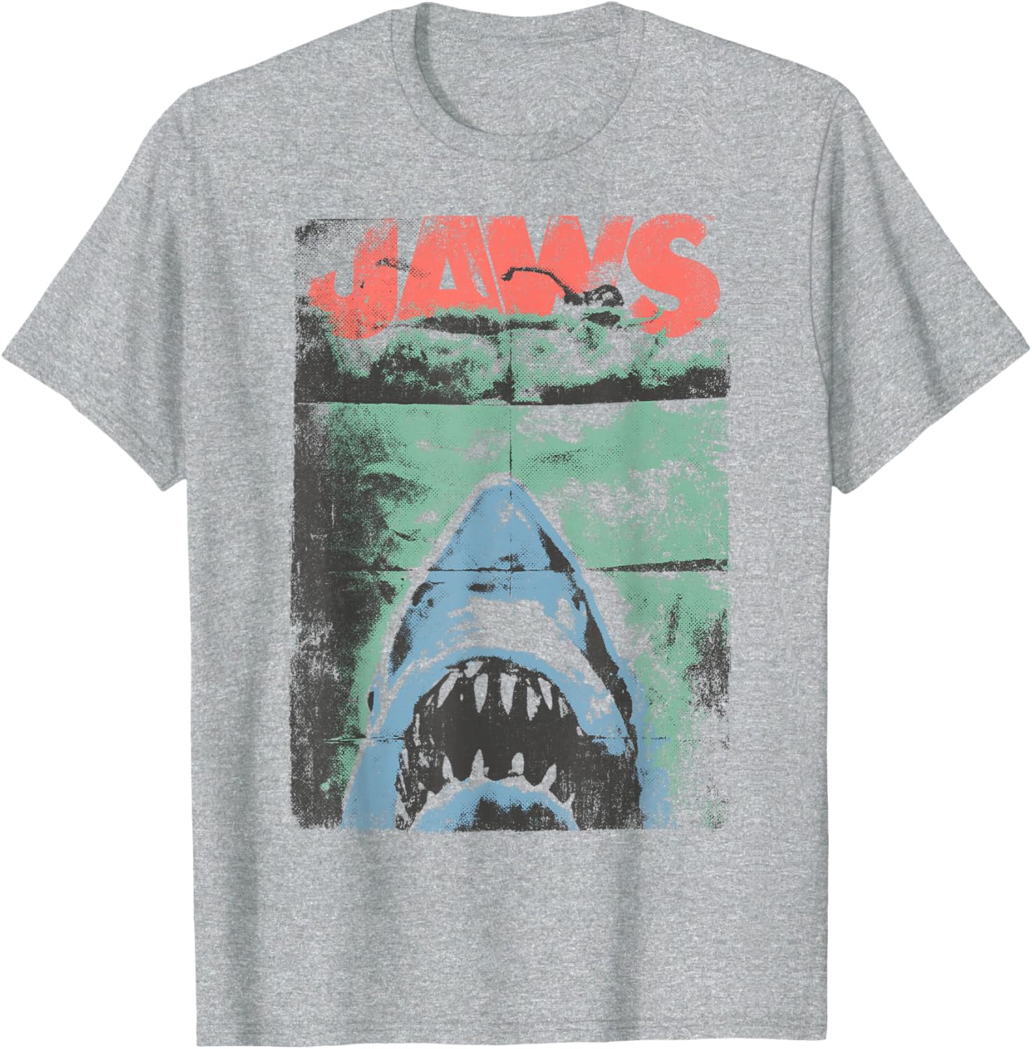 Jaws Distressed Retro Movie Poster Graphic T-Shirt for Shark Lovers - 5