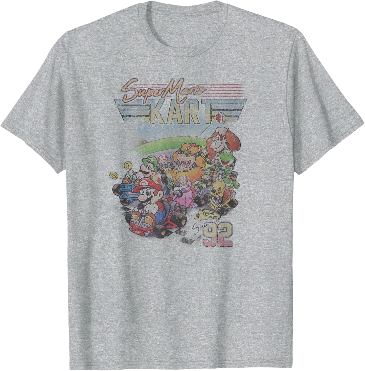Mario Kart Vintage 92 Distressed Nintendo Tee for Gamers and Fans - 2
