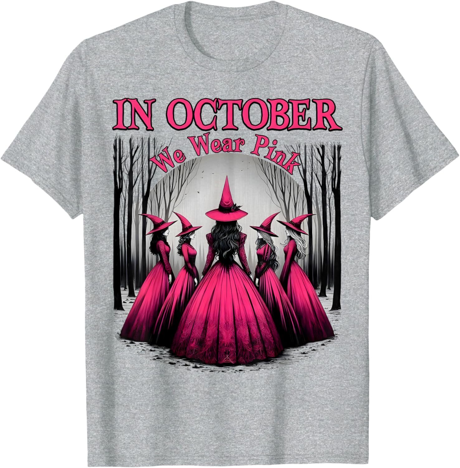 October We Wear Pink Witch T-Shirt for Breast Cancer Awareness Women - 9