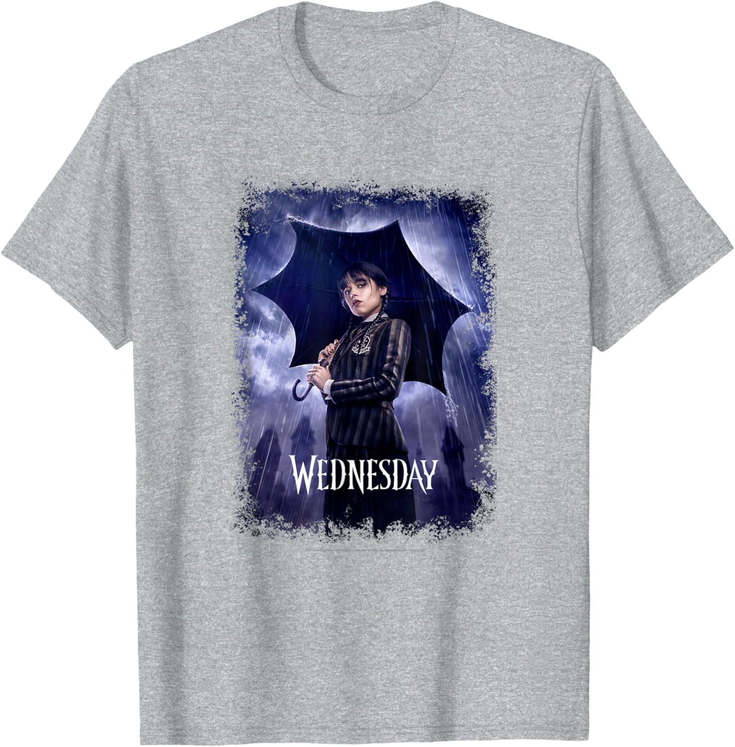 Wednesday Black Umbrella Rain Portrait T-Shirt for Fashion Lovers - 5