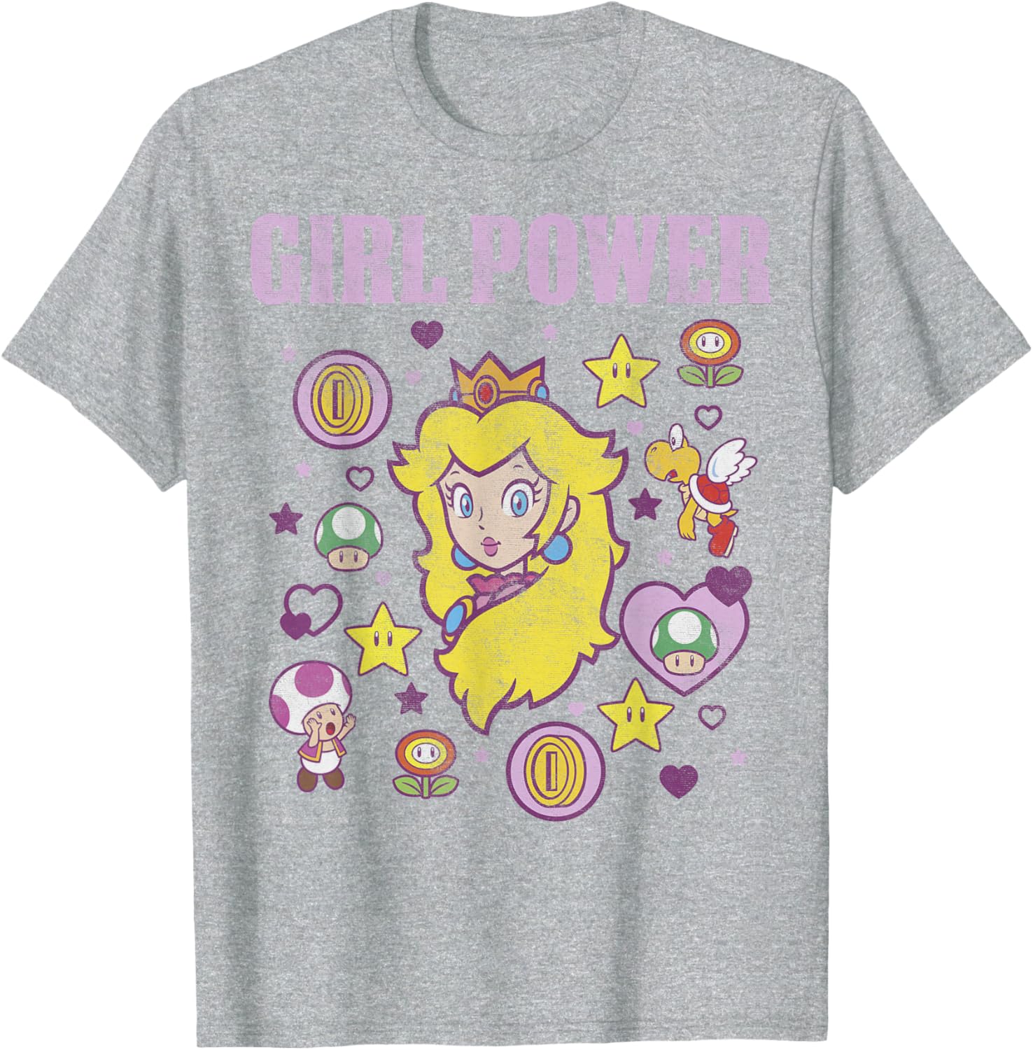 Nintendo Super Mario Peach Girl Power Icons Graphic T-Shirt for Women - 2