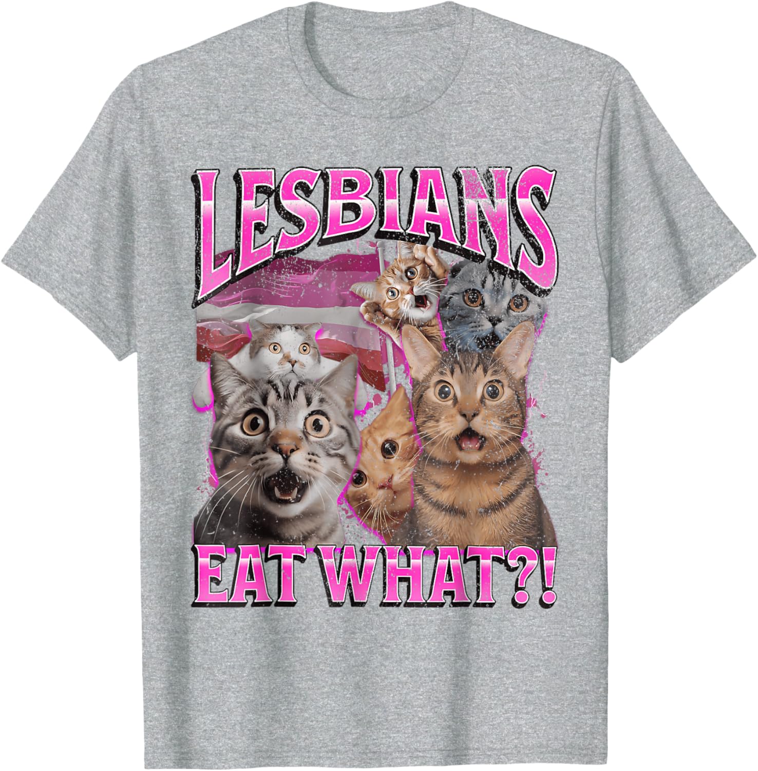 Funny Cat LGBTQ Pride T-Shirt with Lesbians Eat What Pun - Great Gift! - 24