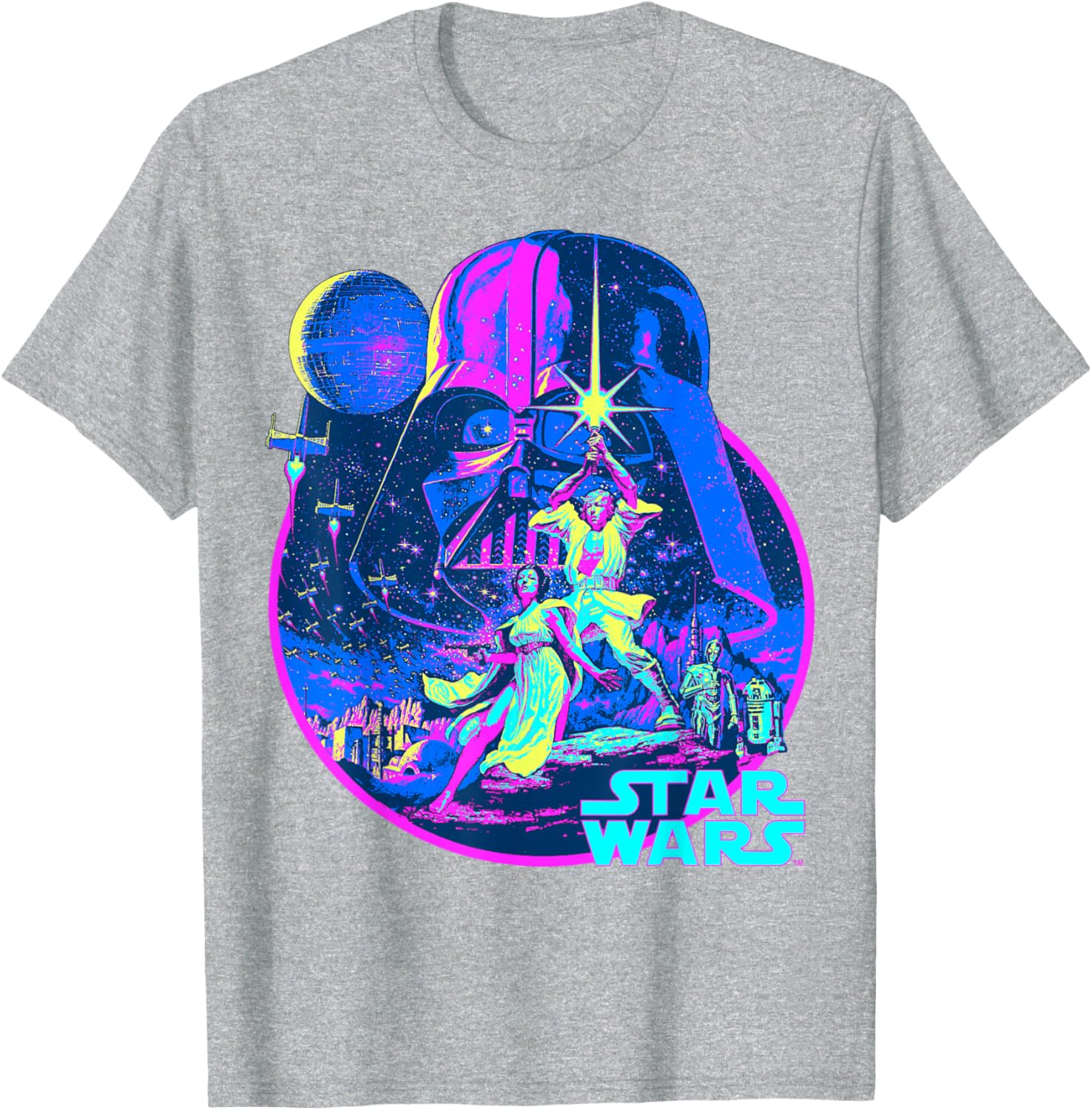 Star Wars Neon Poster T-Shirt for Fans of Disney Classic Adventure - 12