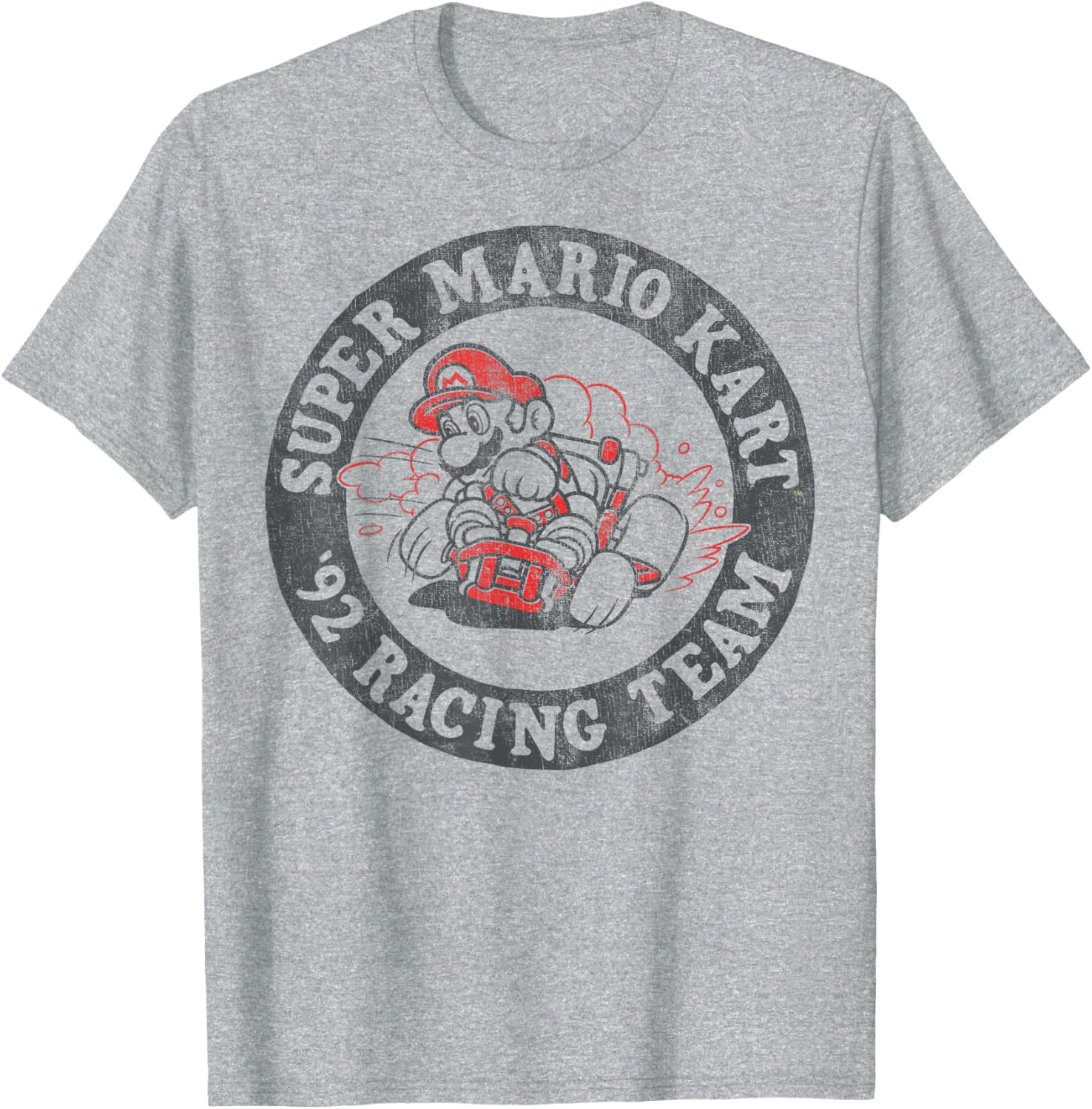 Super Mario Kart 92 Racing Team Distressed Logo T-Shirt for Fans - 7