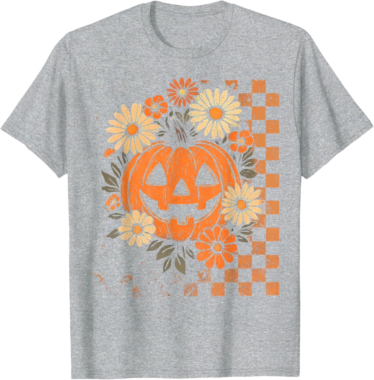Vintage Floral Boho Pumpkin Halloween T-Shirt for Fall Fun - 2