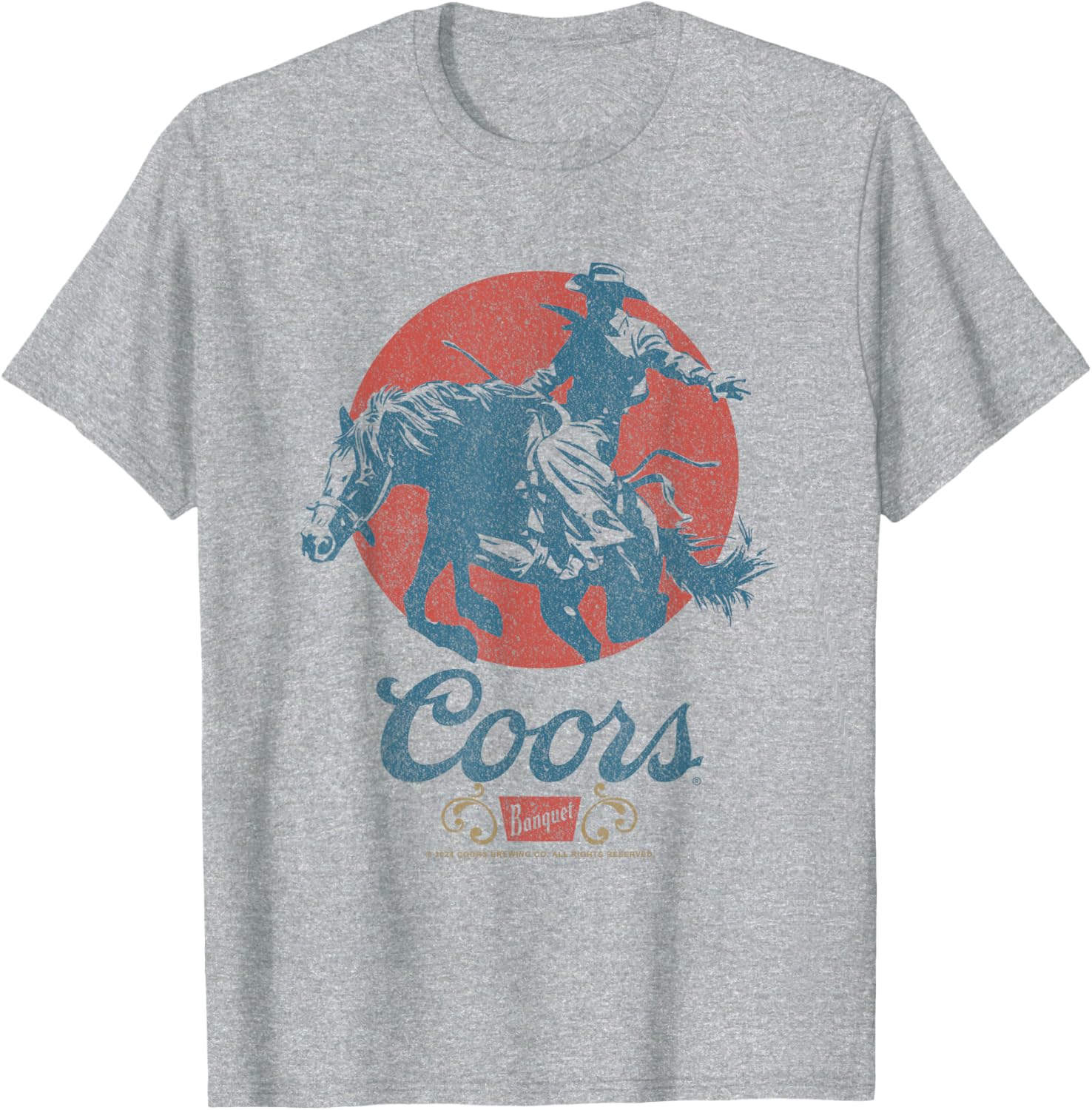 Coors Longhorn Banquet Vintage Rodeo Label T-Shirt for Casual Style - 1