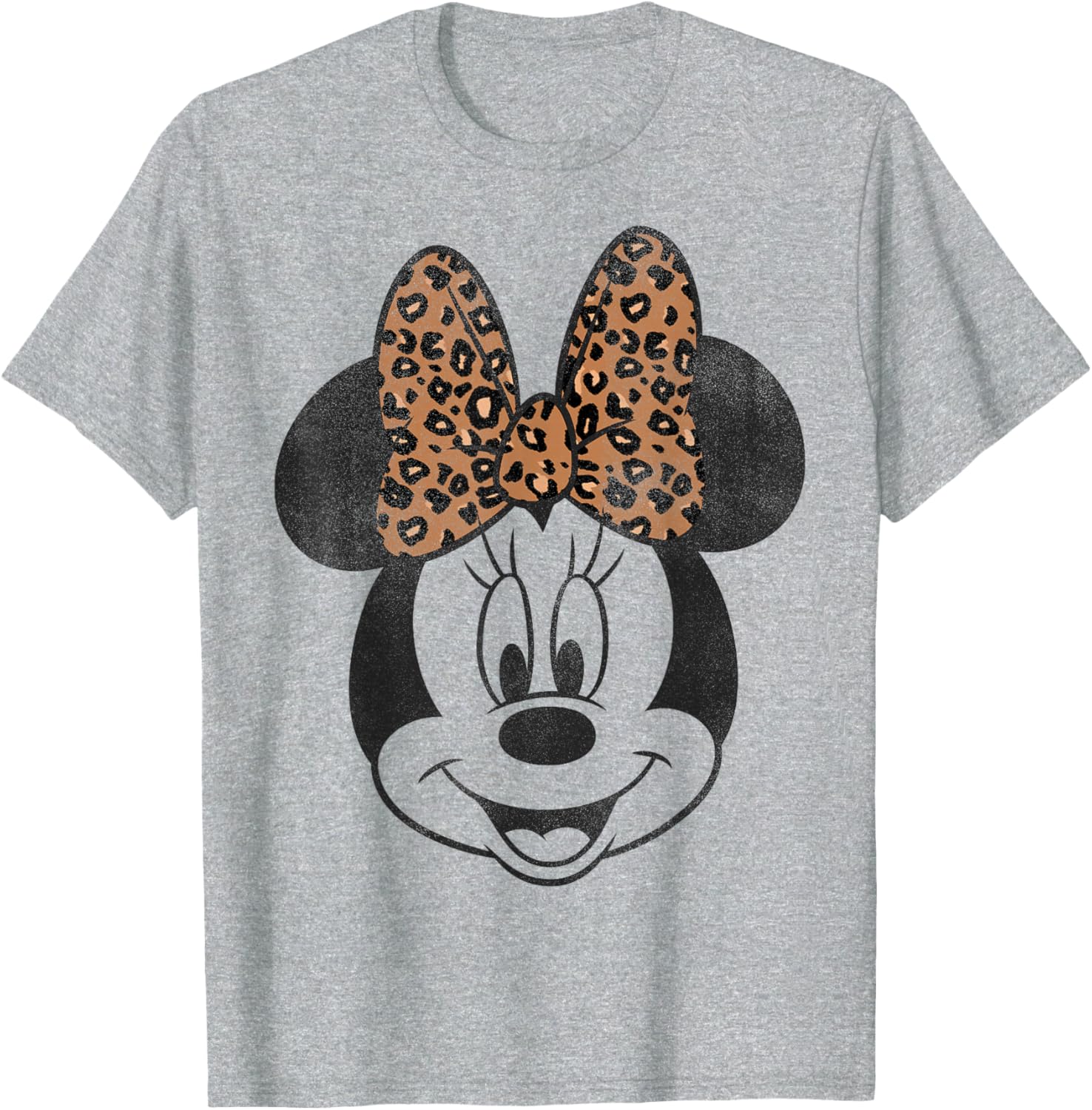 Vintage Disney Minnie Mouse Distressed Leopard Bow T-Shirt for Women - 5