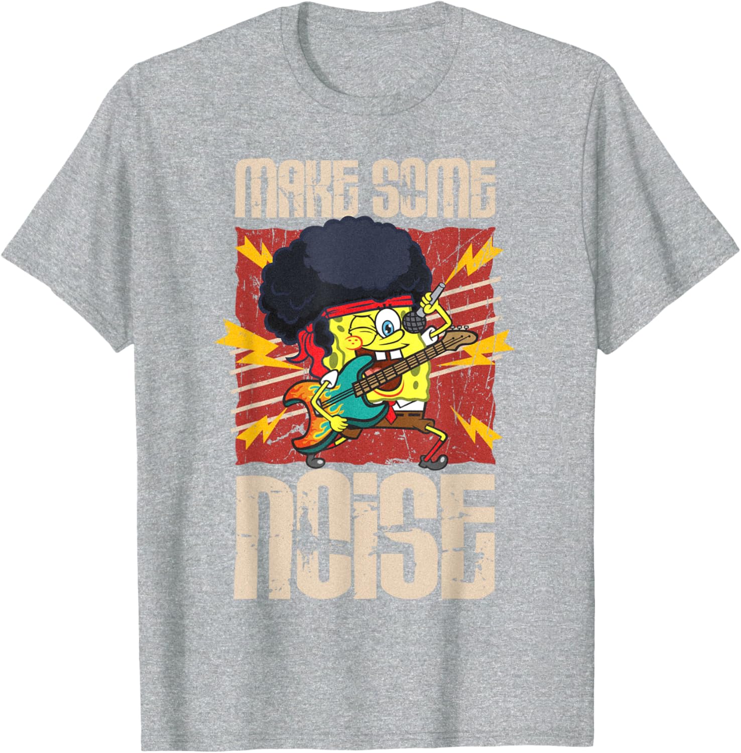 Mademark SpongeBob Make Some Noise Rock and Roll Retro T-Shirt - 5