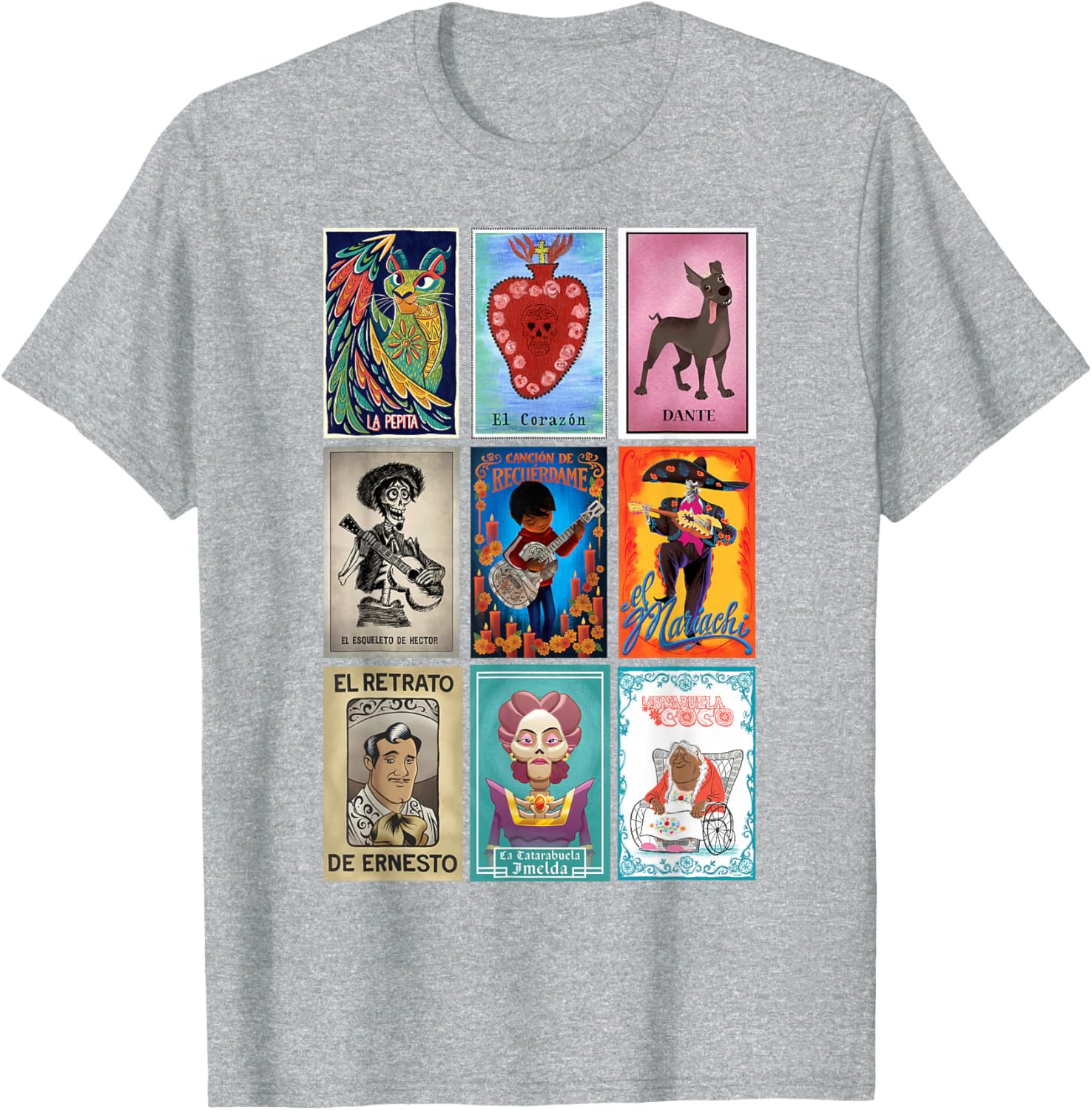 Disney Pixar Coco Vintage Loteria Cards T-Shirt for Fun and Style - 9