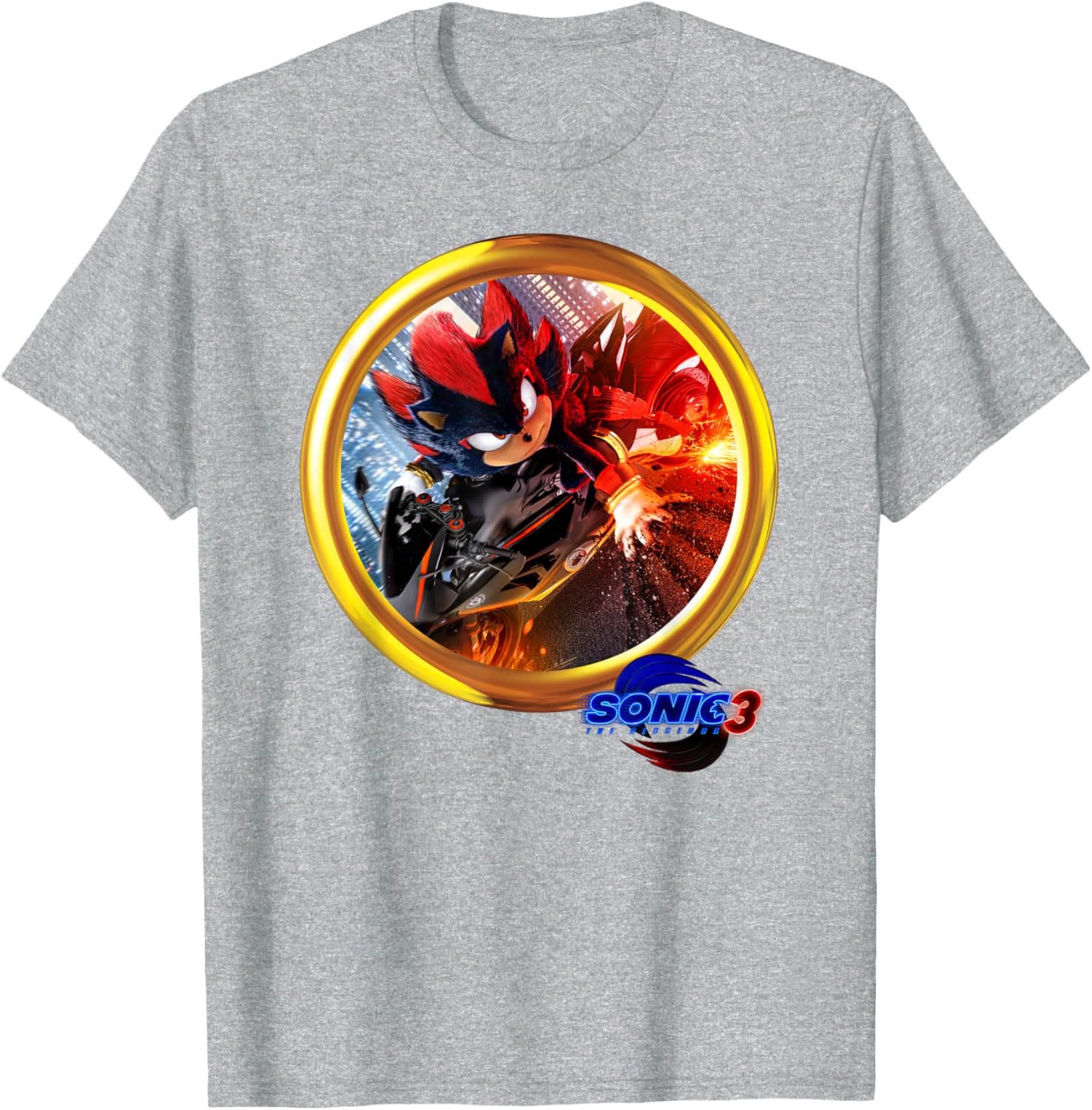 Sonic the Hedgehog 3 Shadow Motorcycle T-Shirt for Fans and Gamers - 2