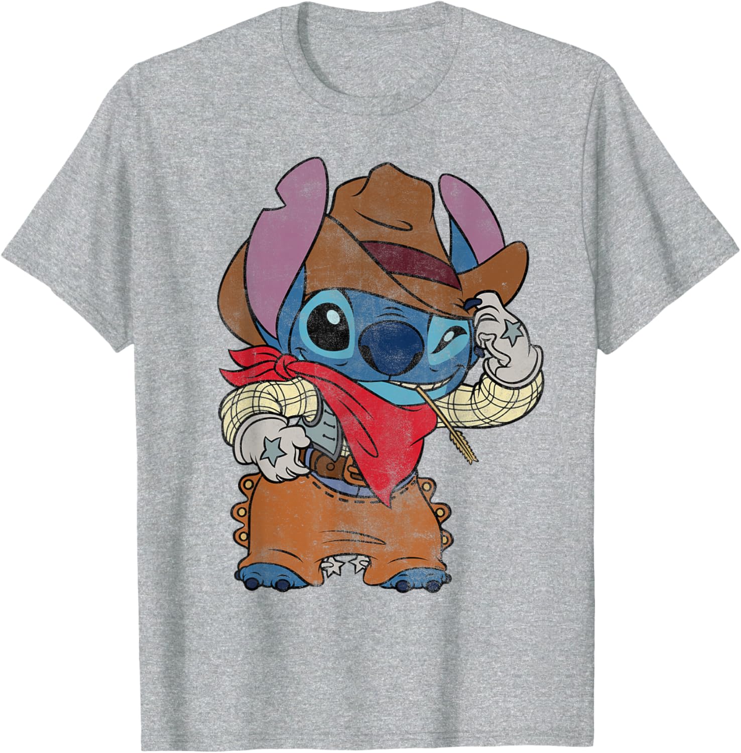 Disney Stitch Cowboy Costume T-Shirt Vintage Western Style Apparel - 10