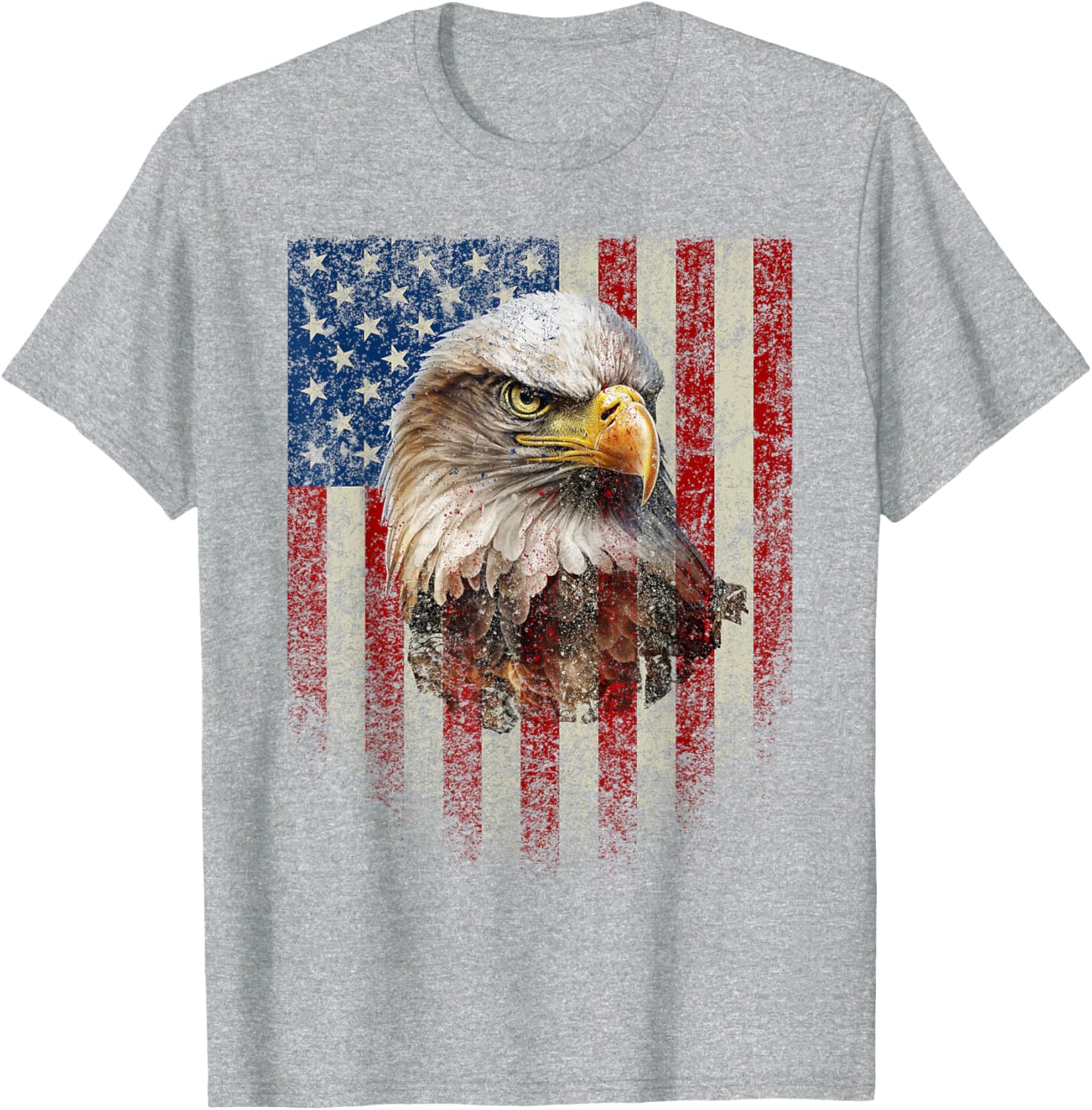 American Flag Bald Eagle T-Shirt Patriotic Red White Blue Apparel - 6