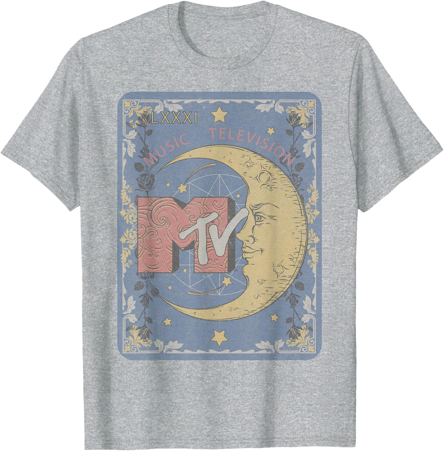 MTV Music Television Tarot Card T-Shirt with Crescent Moon Design - 12