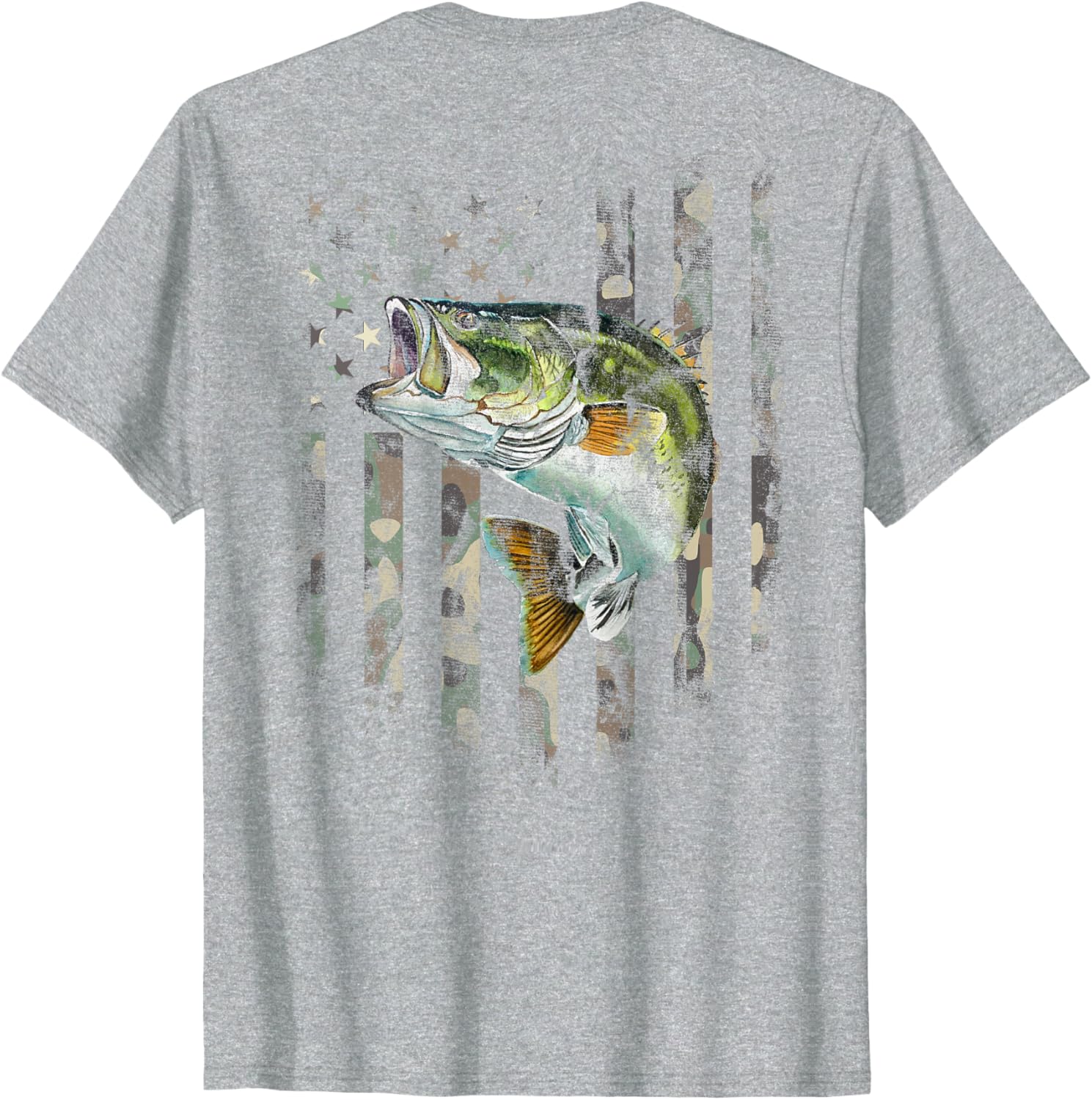 American Flag Camo Bass Fishing T-Shirt for Outdoor Enthusiasts - 9